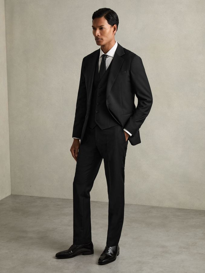 Slim-Fit Wool Suit Waistcoat in Black (AL8991) | US$190