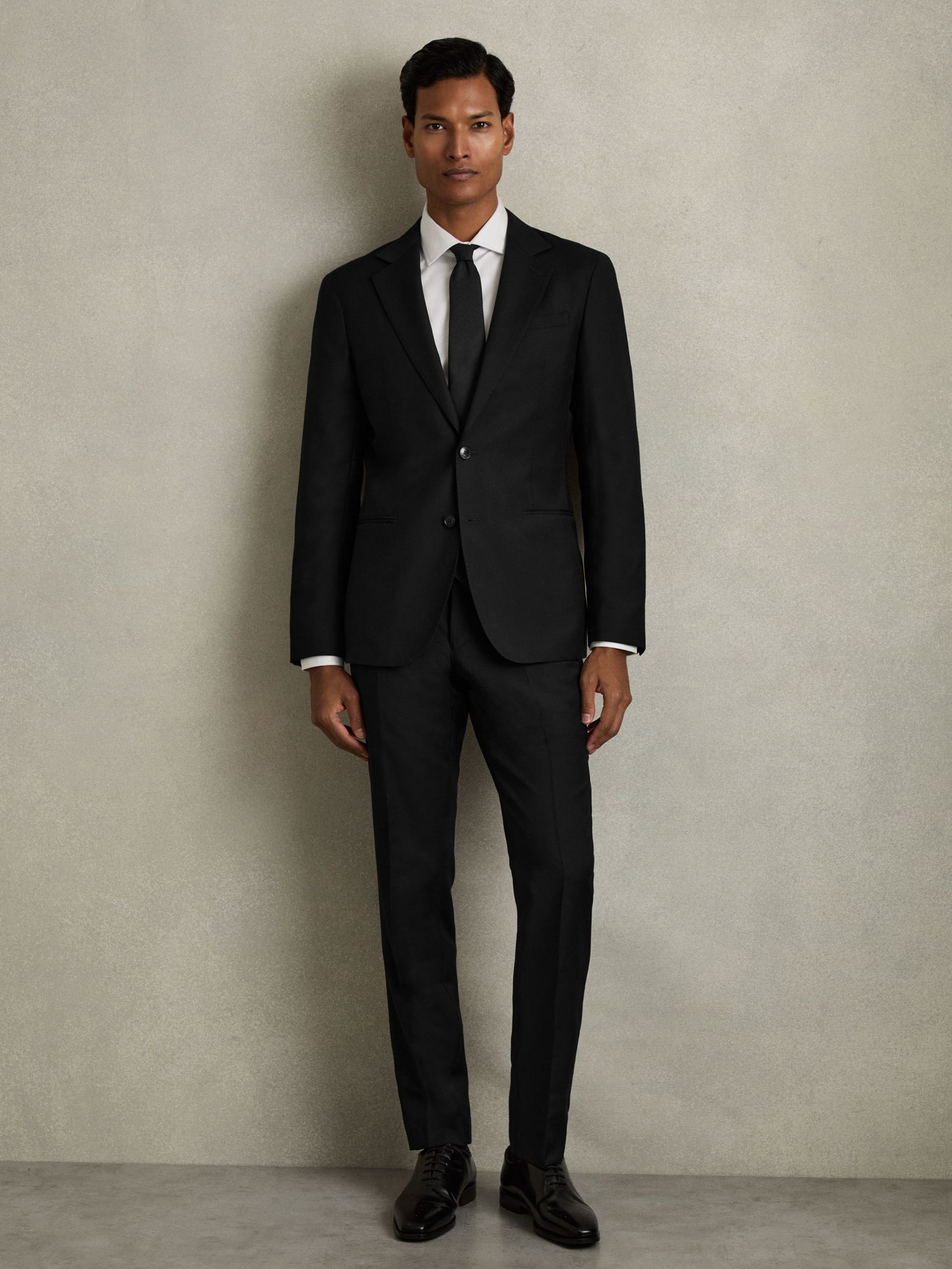 Slim-Fit Single Breasted Wool Suit Jacket in Black (AL8993) | US$475