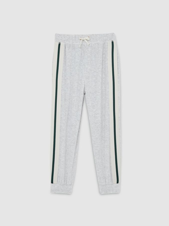 13-14 yrs Velour Side-Stripe Tracksuit Joggers in Grey (AL8994) | US$70