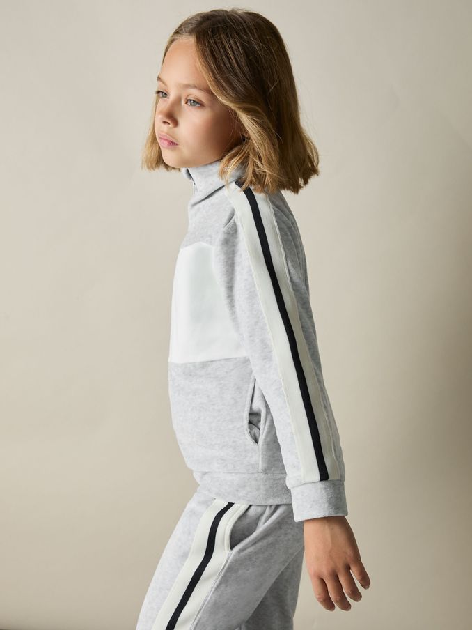 9-13 yrs Velour Panelled Tracksuit Top in Grey (AL8996) | HK$325