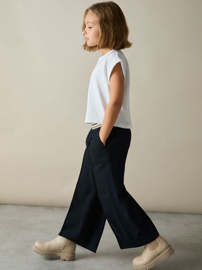 4-9 yrs Stripe-Waistband Wide-Leg Trousers in Navy (AL8997) | €55