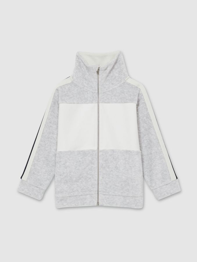 13-14 yrs Velour Panelled Tracksuit Top in Grey (AL9010) | HK$326