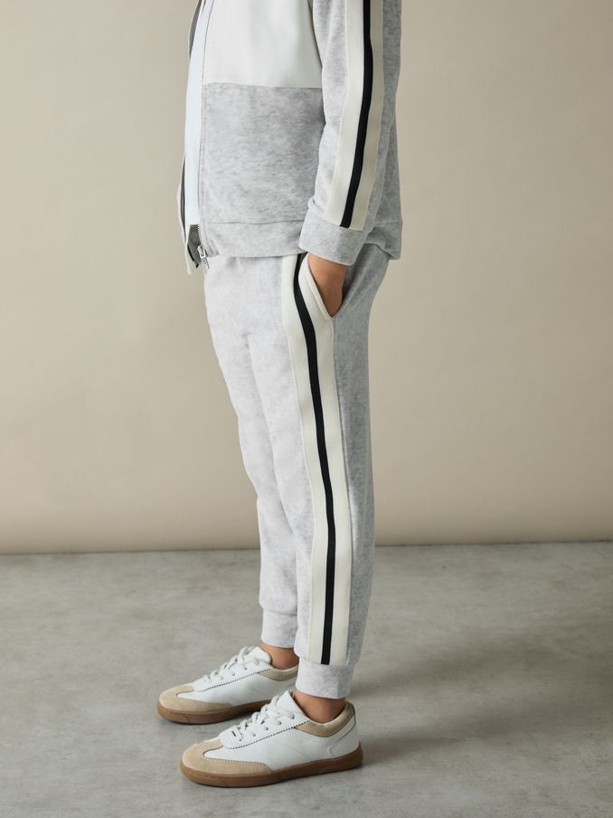 Jogging en velours à bandes latérales 9-13 ans, gris (AL9013) | 34 €