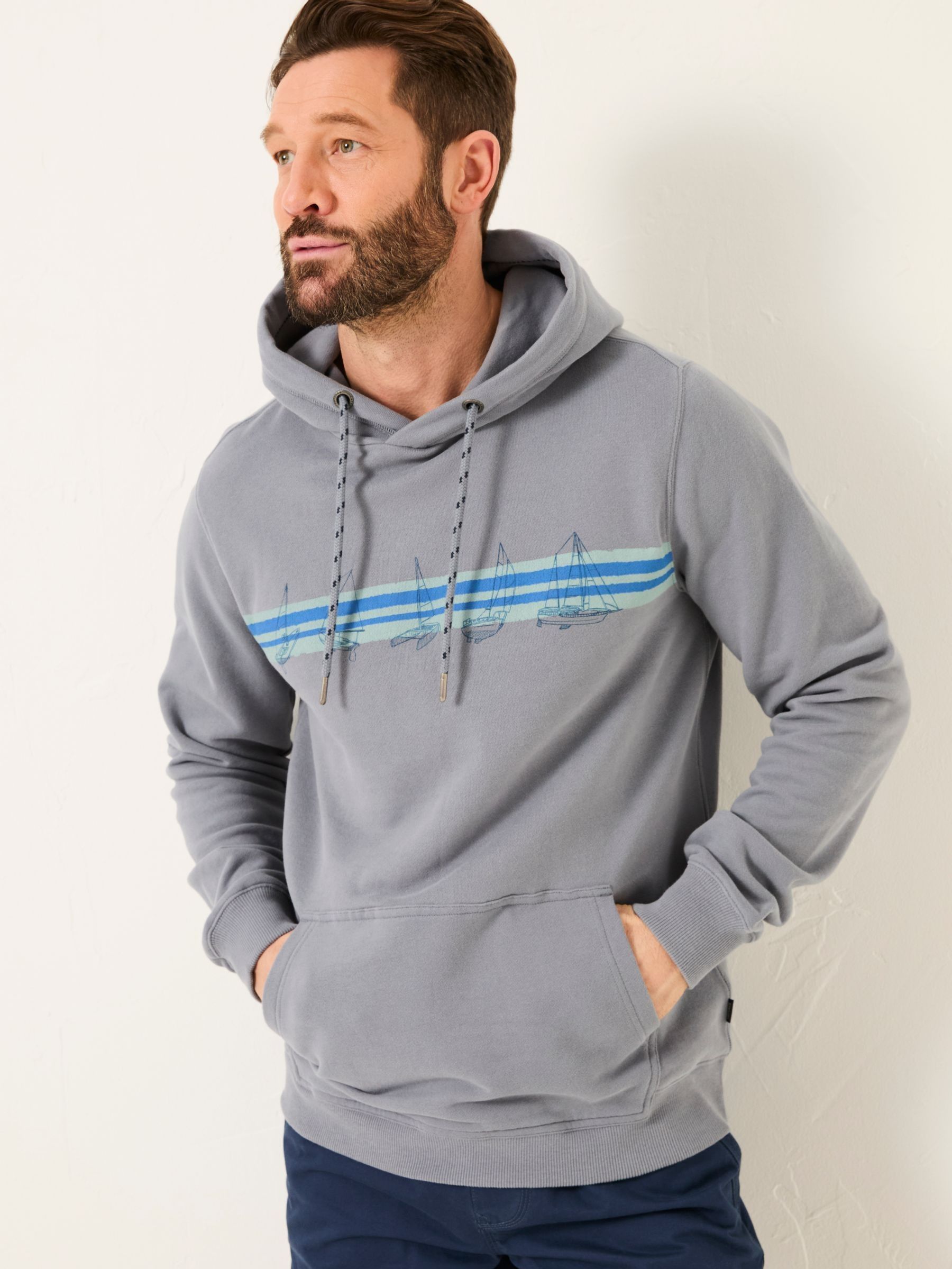 Dusky Blue Boat Graphic Overhead Hoody (AL9022) | €72.50