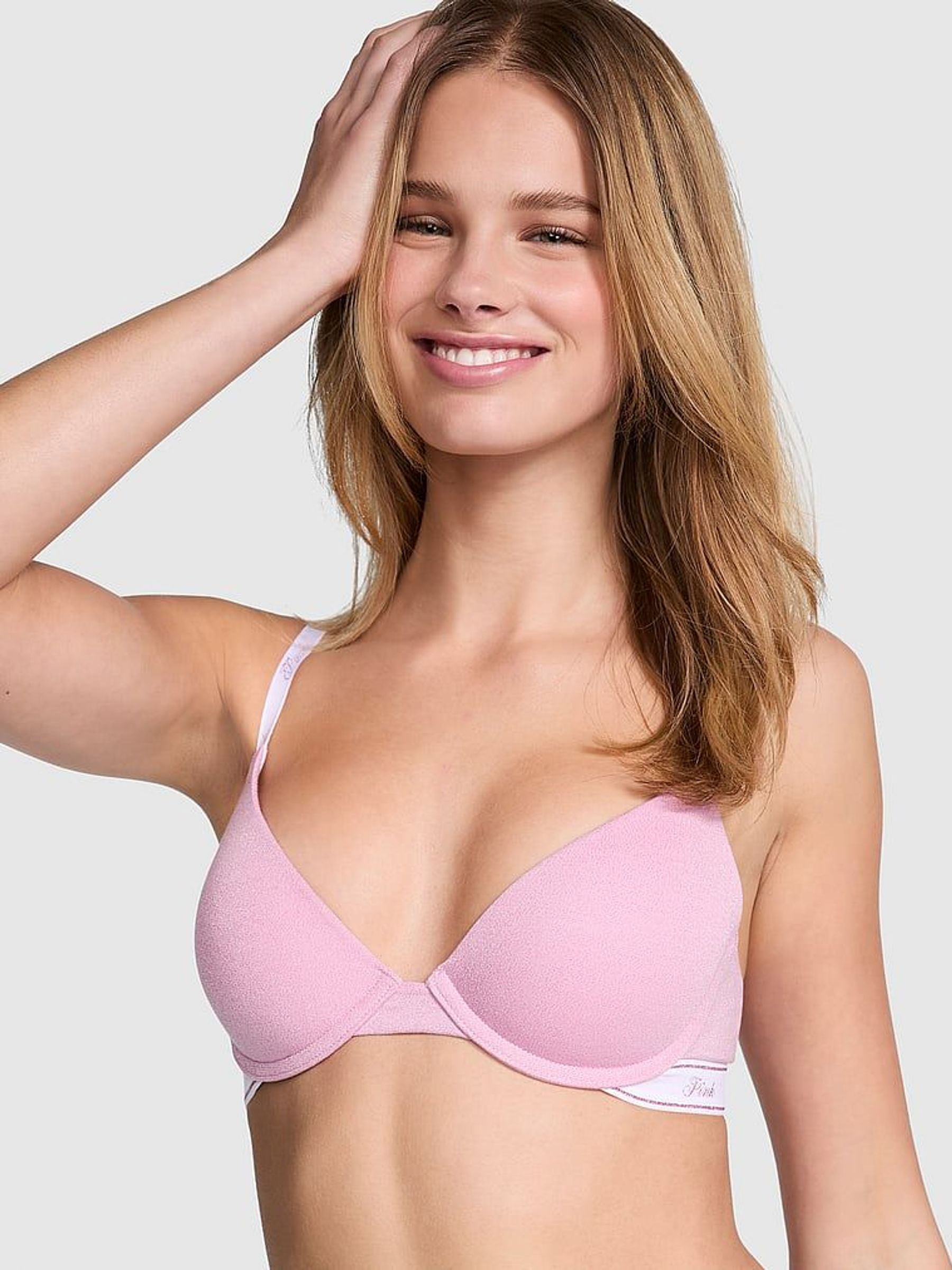 Petal Pink Shine Push Up Cotton Logo Bra (AM0850) | €33