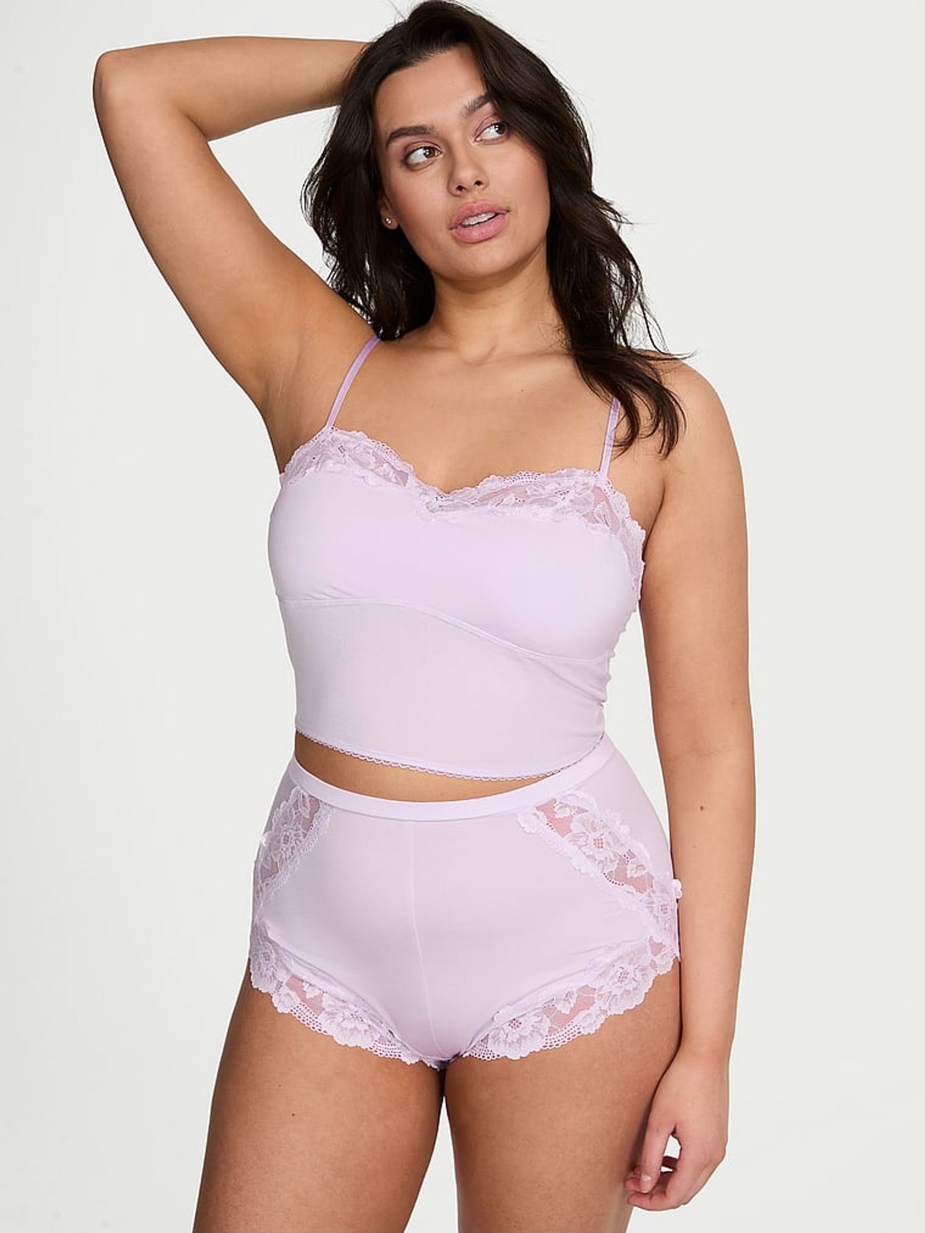 Delicate Violet Purple Straight Neck Modal Cami Set (AM0853) | €52
