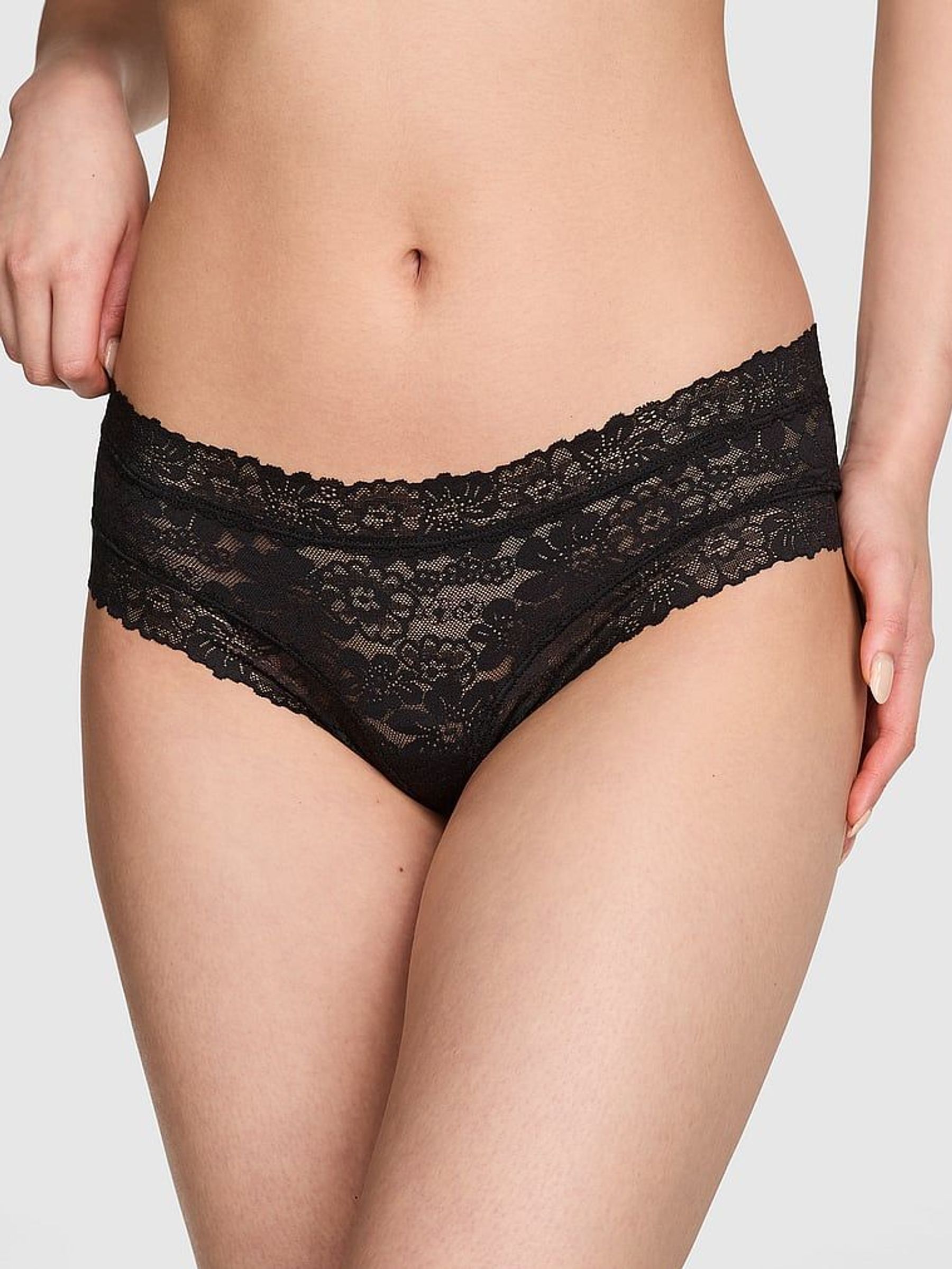 Black Cheeky Floral Lace Knickers (AM0915) | €10.50
