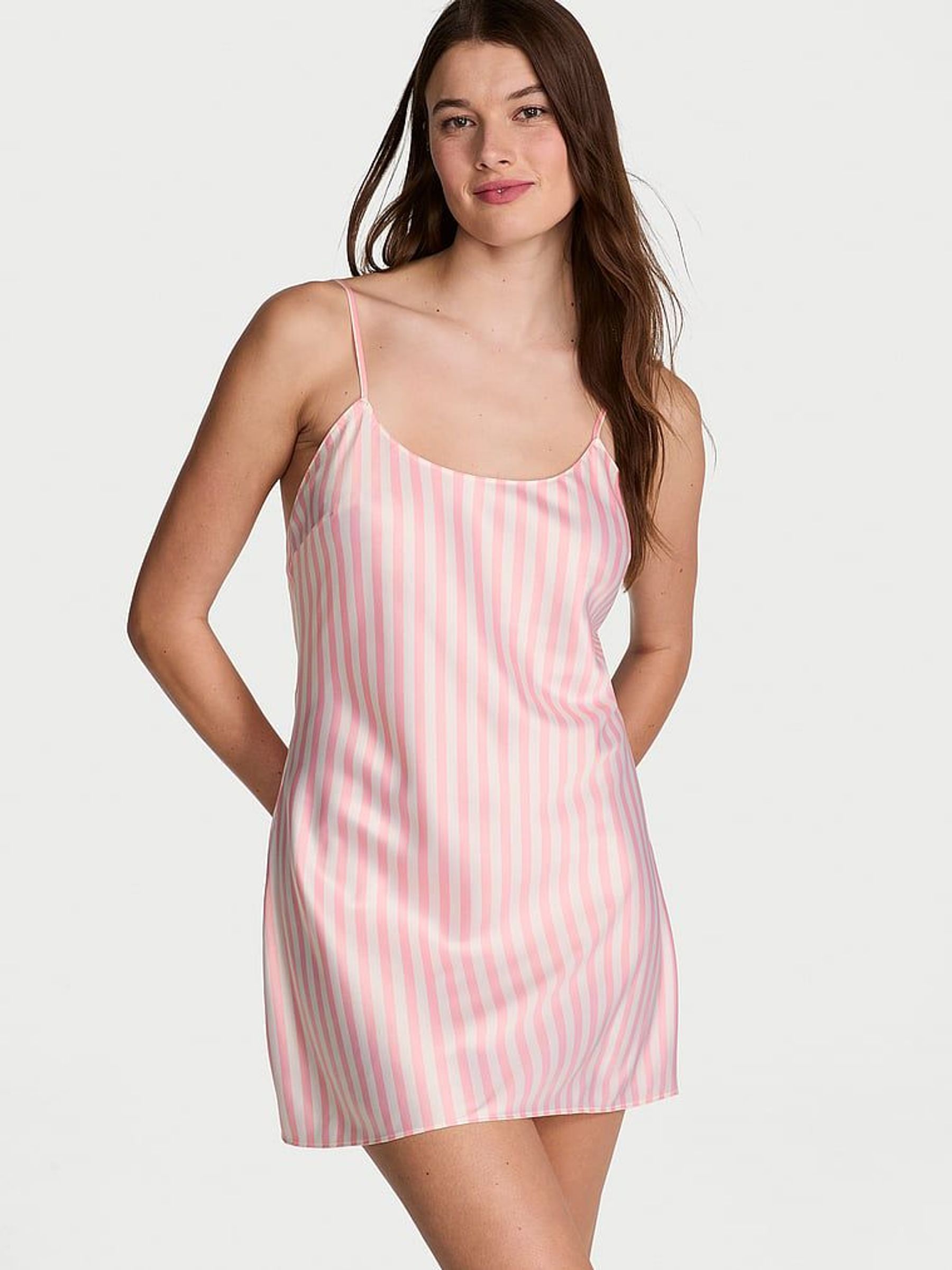 Pretty Blossom Pink Stripe Satin Slip (AM0918) | €56