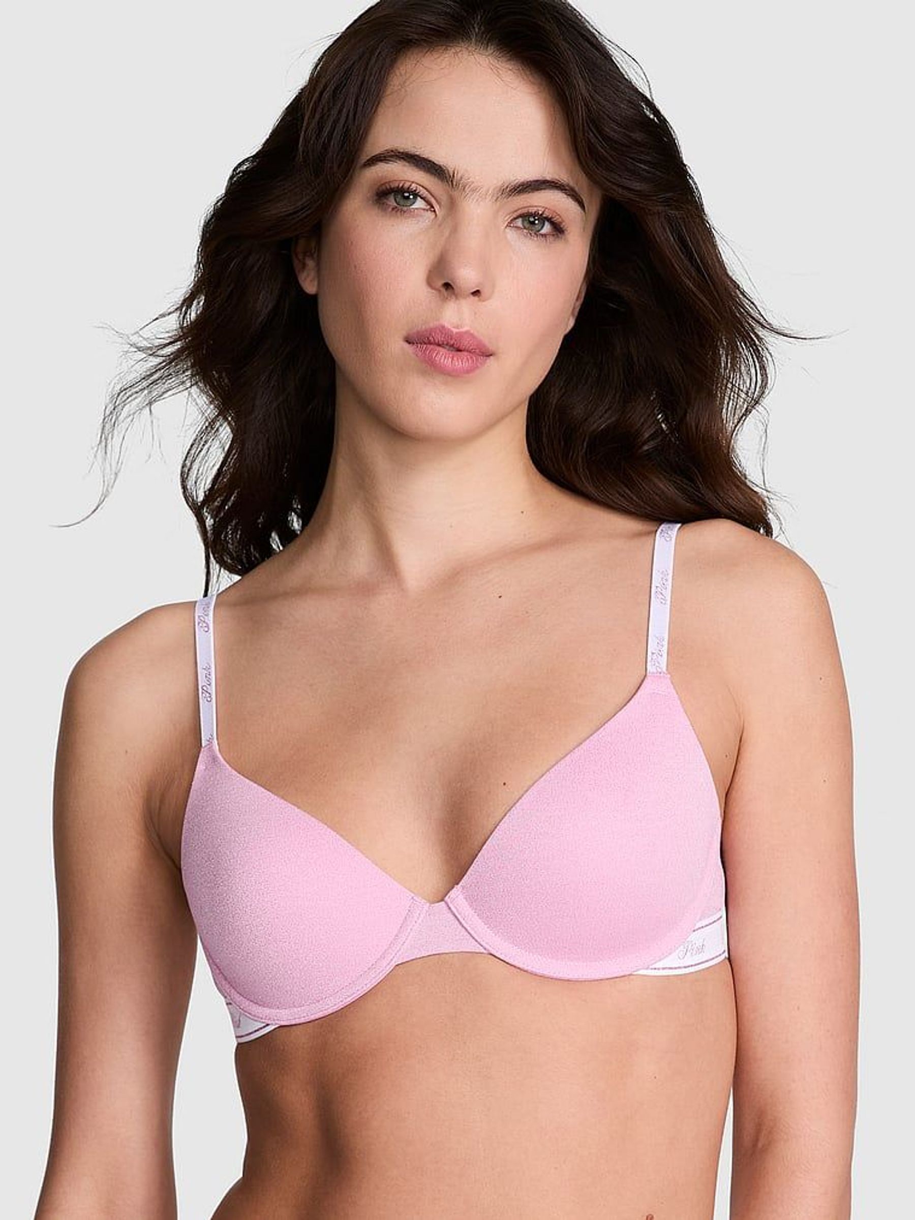 Petal Pink Shine T Shirt Cotton Logo Bra (AM0925) | €33