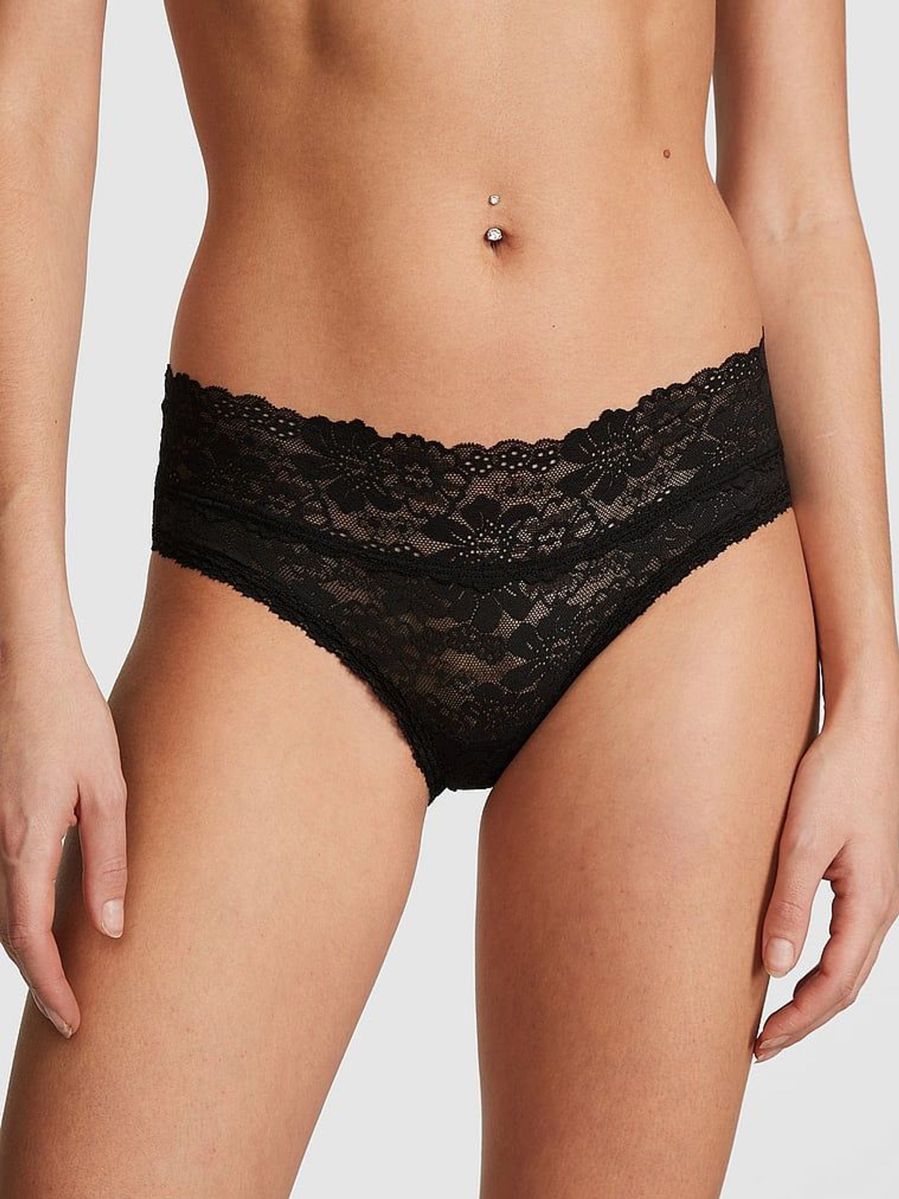 Pure Black Hipster Floral Lace Knickers (AM0928) | €10.50