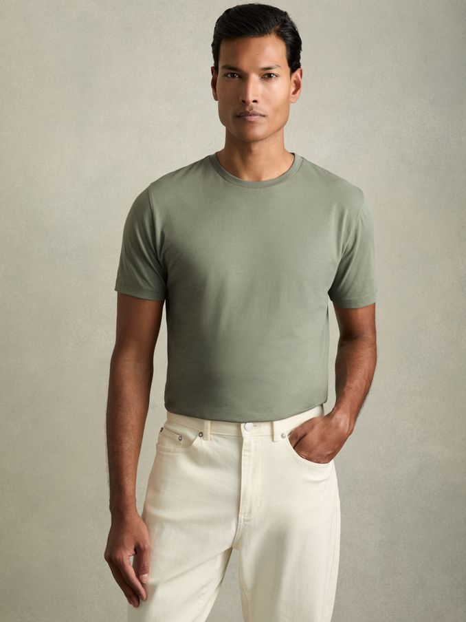 Crew Neck T-Shirt in Dark Sage (AM3323) | €40
