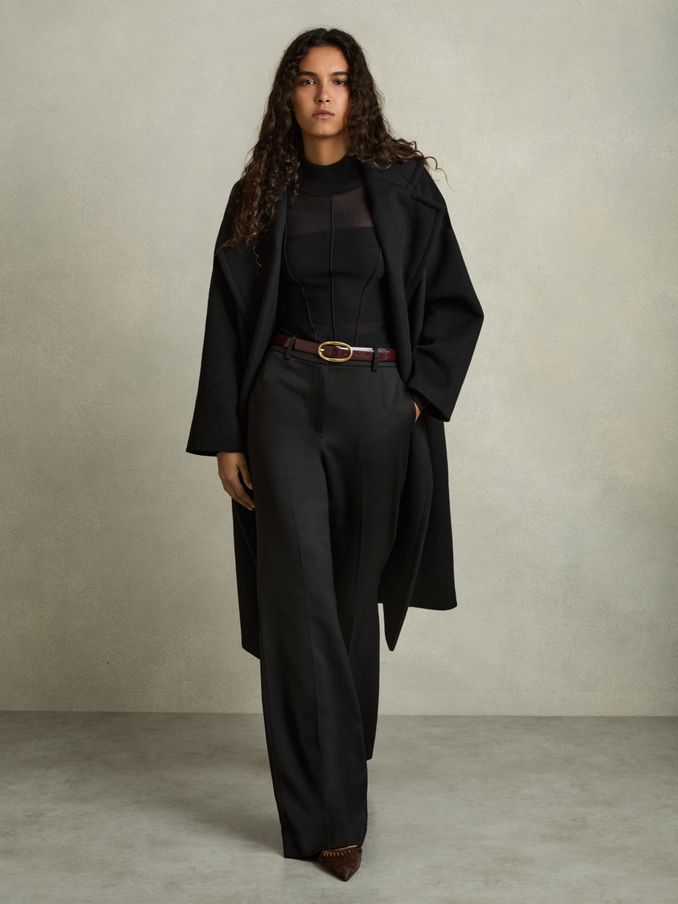 Wide-Leg Tailored Trousers in Black (AM3679) | US$285