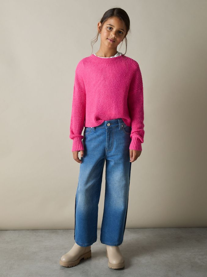 4-9 yrs Rib-Knit Jumper With Wool and Alpaca in Pink (AM4073) | US$31