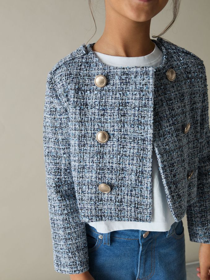 4-9 yrs Double-Breasted Bouclé Jacket in Blue (AM4074) | €95