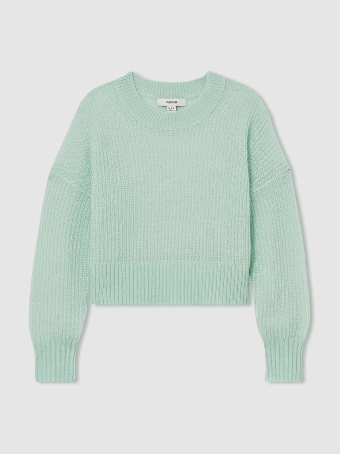 13-14 yrs Rib-Knit Jumper With Wool and Alpaca in Aqua (AM4076) | €35