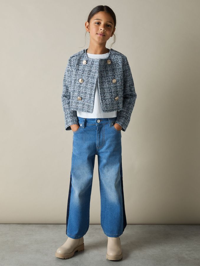 9-13 yrs Double-Breasted Bouclé Jacket in Blue (AM4077) | €95