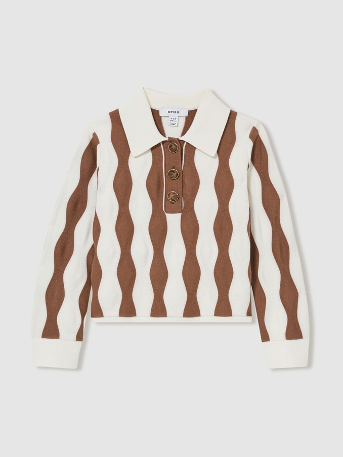 13-14 yrs Zig-Zag Knit Collared Jumper in Ecru (AM4080) | HK$258