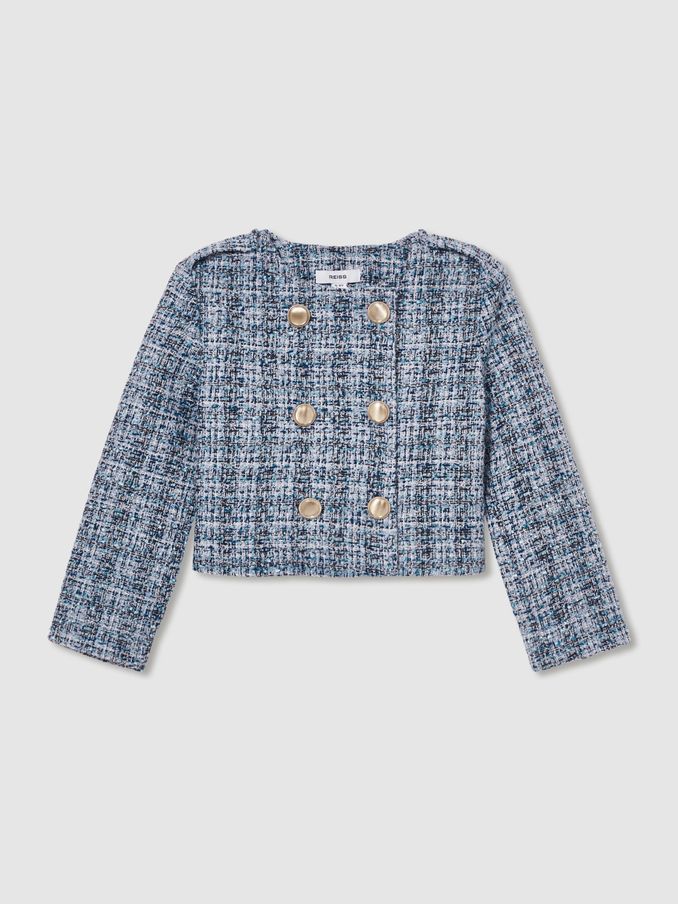 13-14 yrs Double-Breasted Bouclé Jacket in Blue (AM4082) | €120