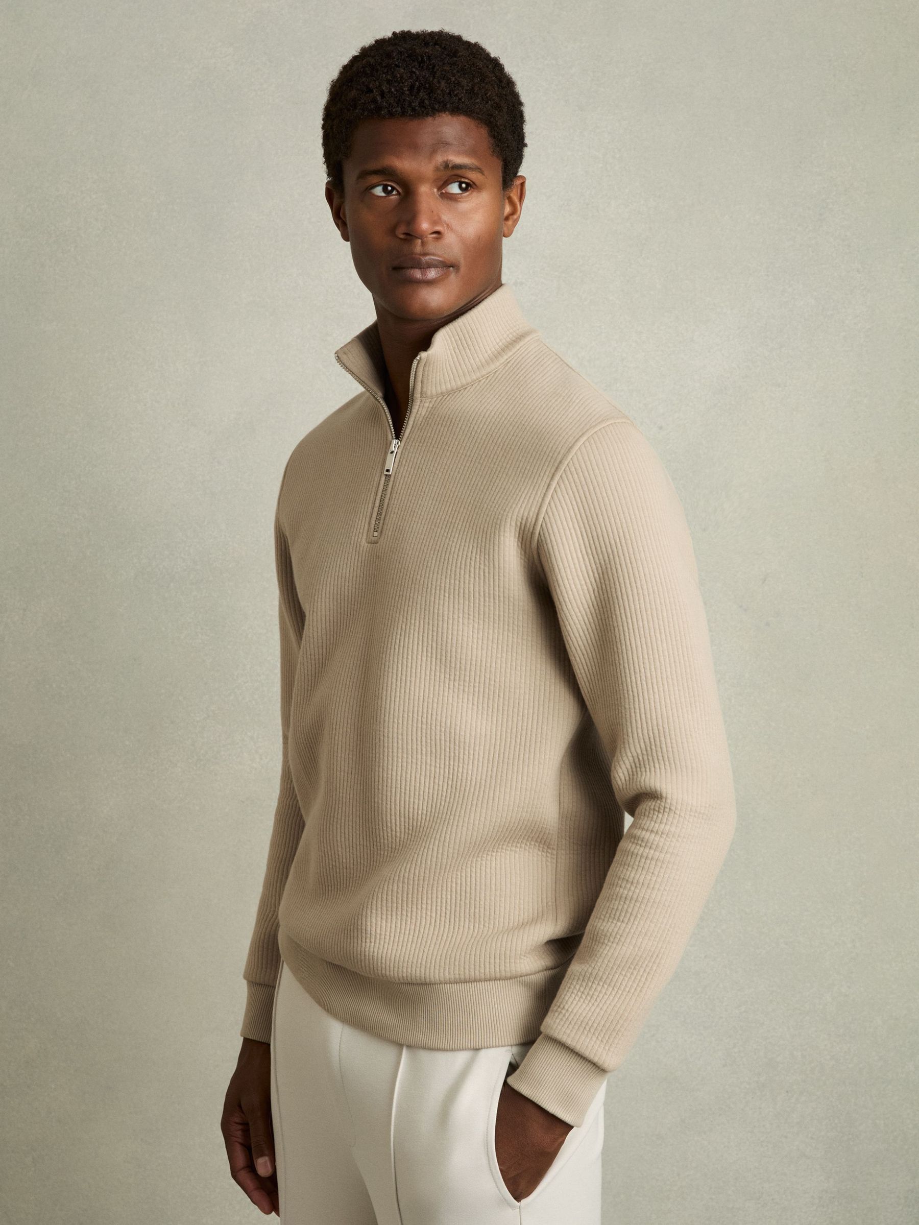 Half-Zip Funnel-Neck Jumper in Taupe (AM5302) | €145