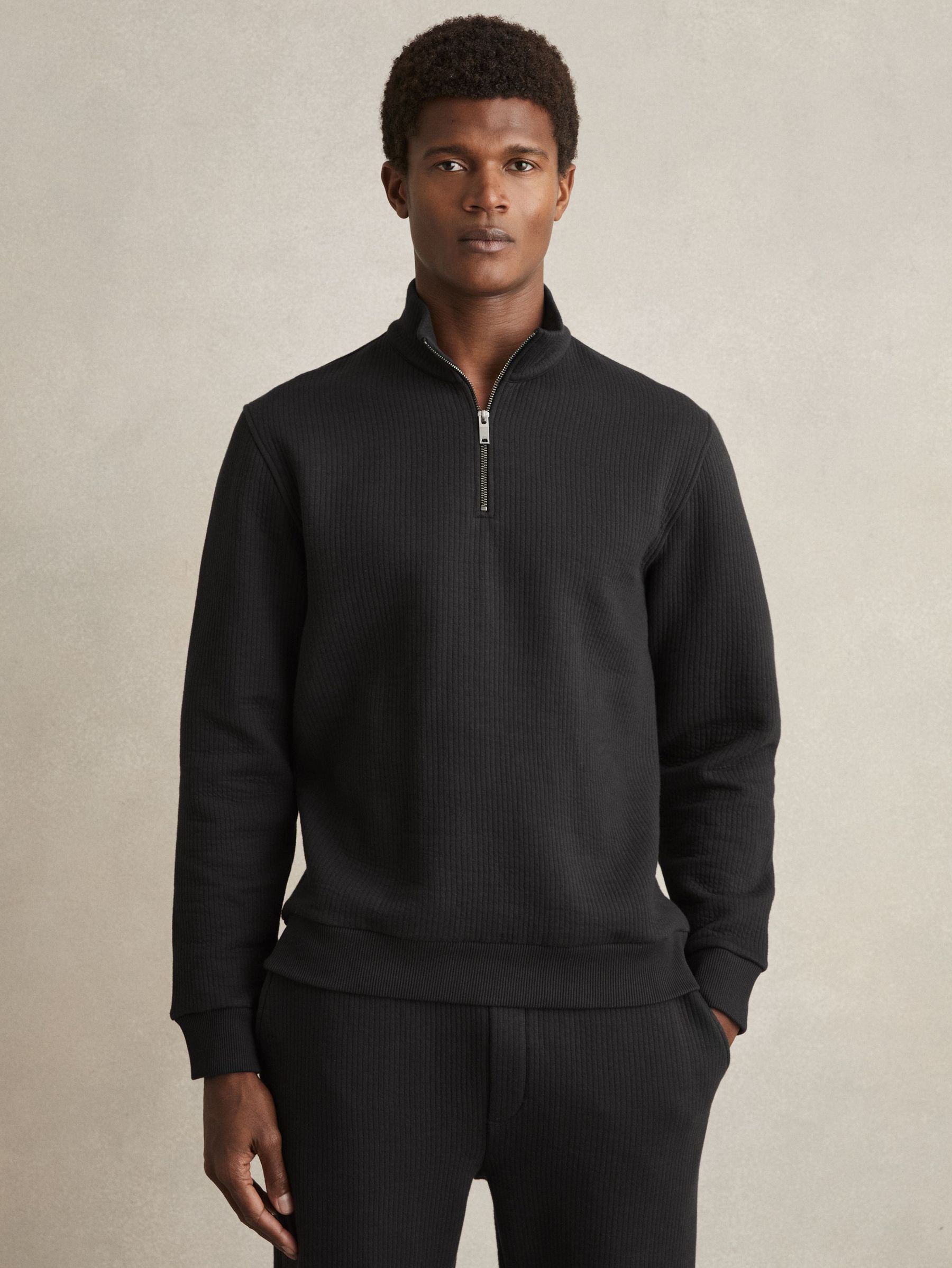 Half-Zip Funnel-Neck Jumper in Washed Black (AM5307) | €145