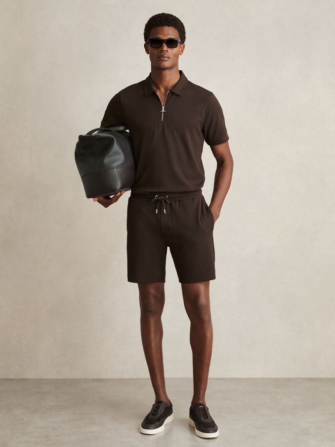 Textured Drawstring Shorts in Chocolate Brown (AM5314) | €95