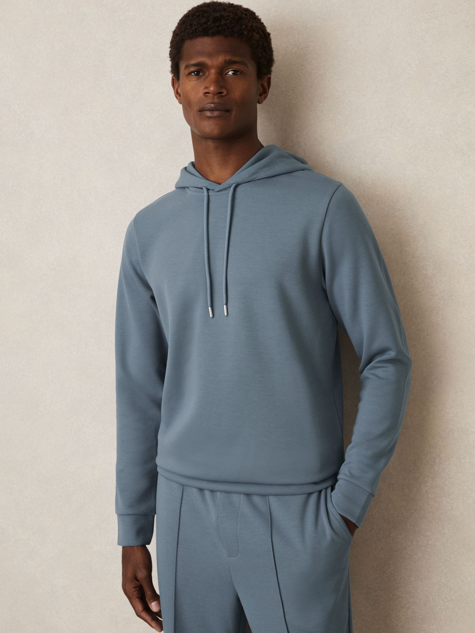 Interlock Jersey Drawstring Hoodie in Airforce Blue (AM5319) | €170