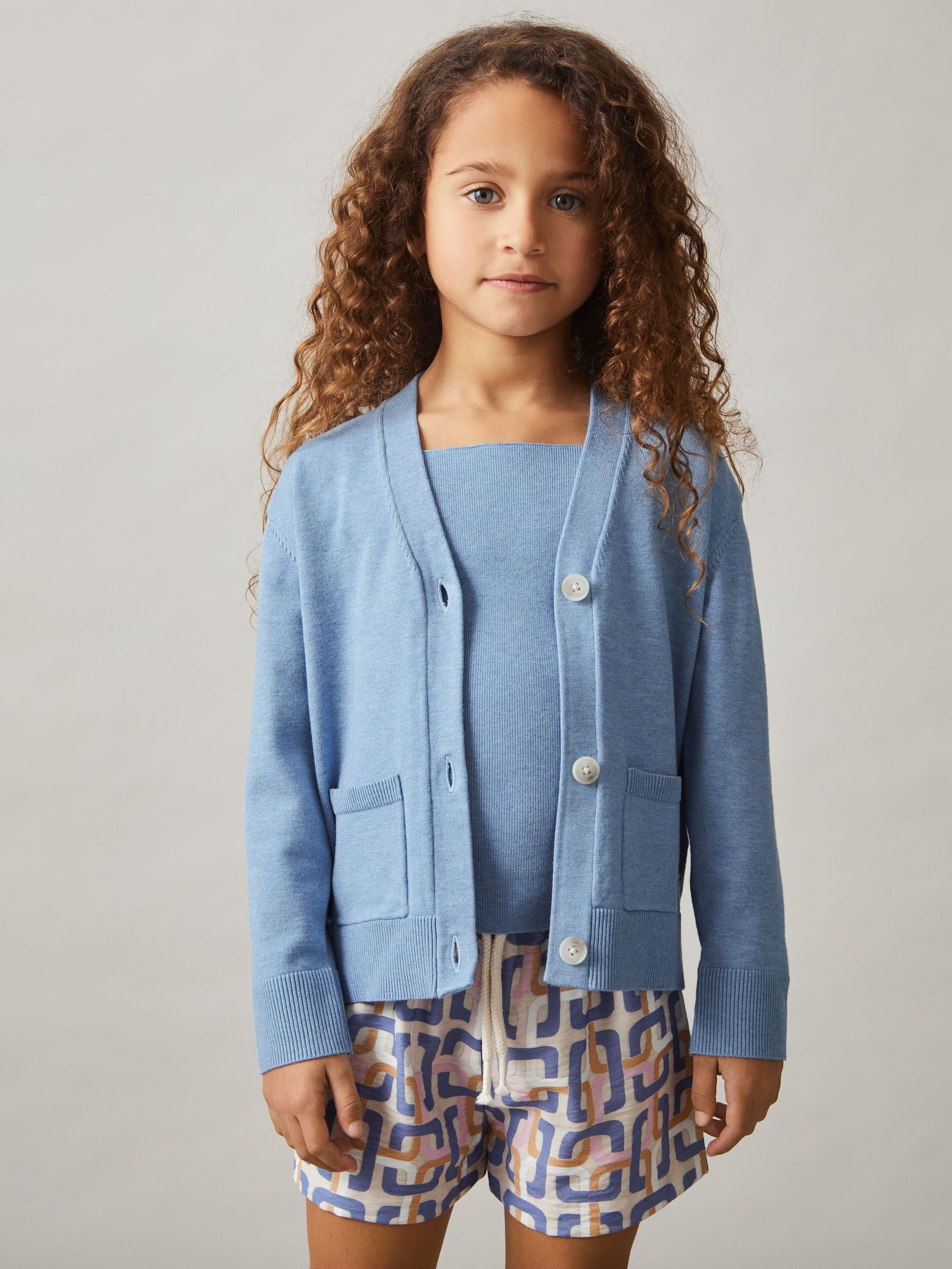 4-9 yrs Compact Knit Top And Cardigan Set in Blue (AM5325) | €95