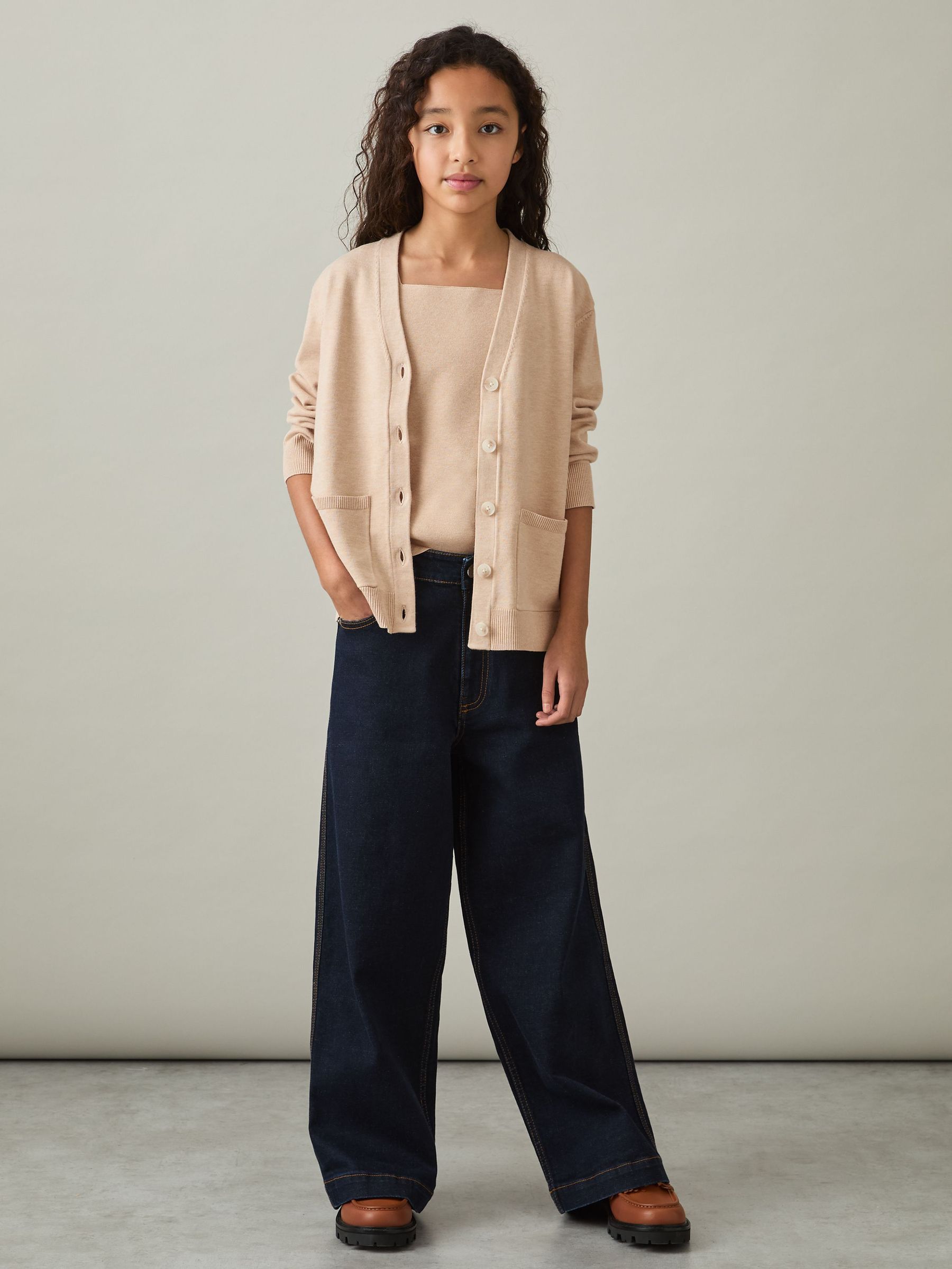 4-9 yrs Compact Knit Top And Cardigan Set in Camel (AM5326) | €95