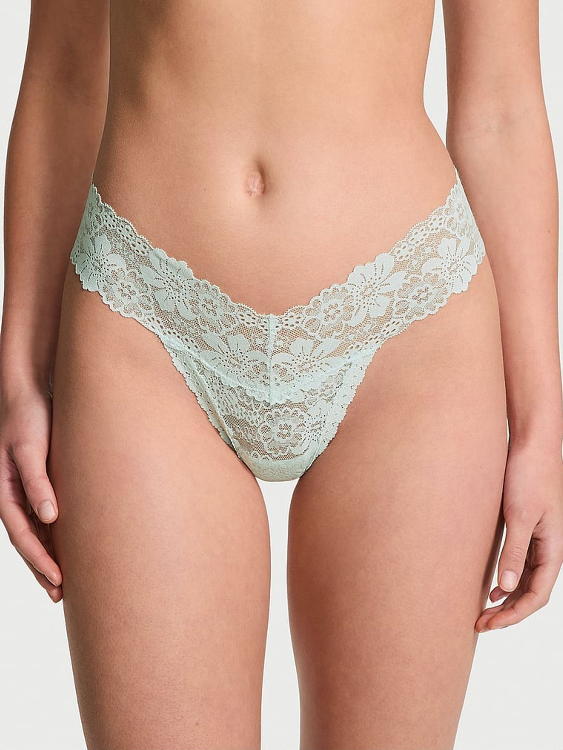 Bliss Blue Thong Cotton Lace Trim Knickers (AM6479) | €10.50