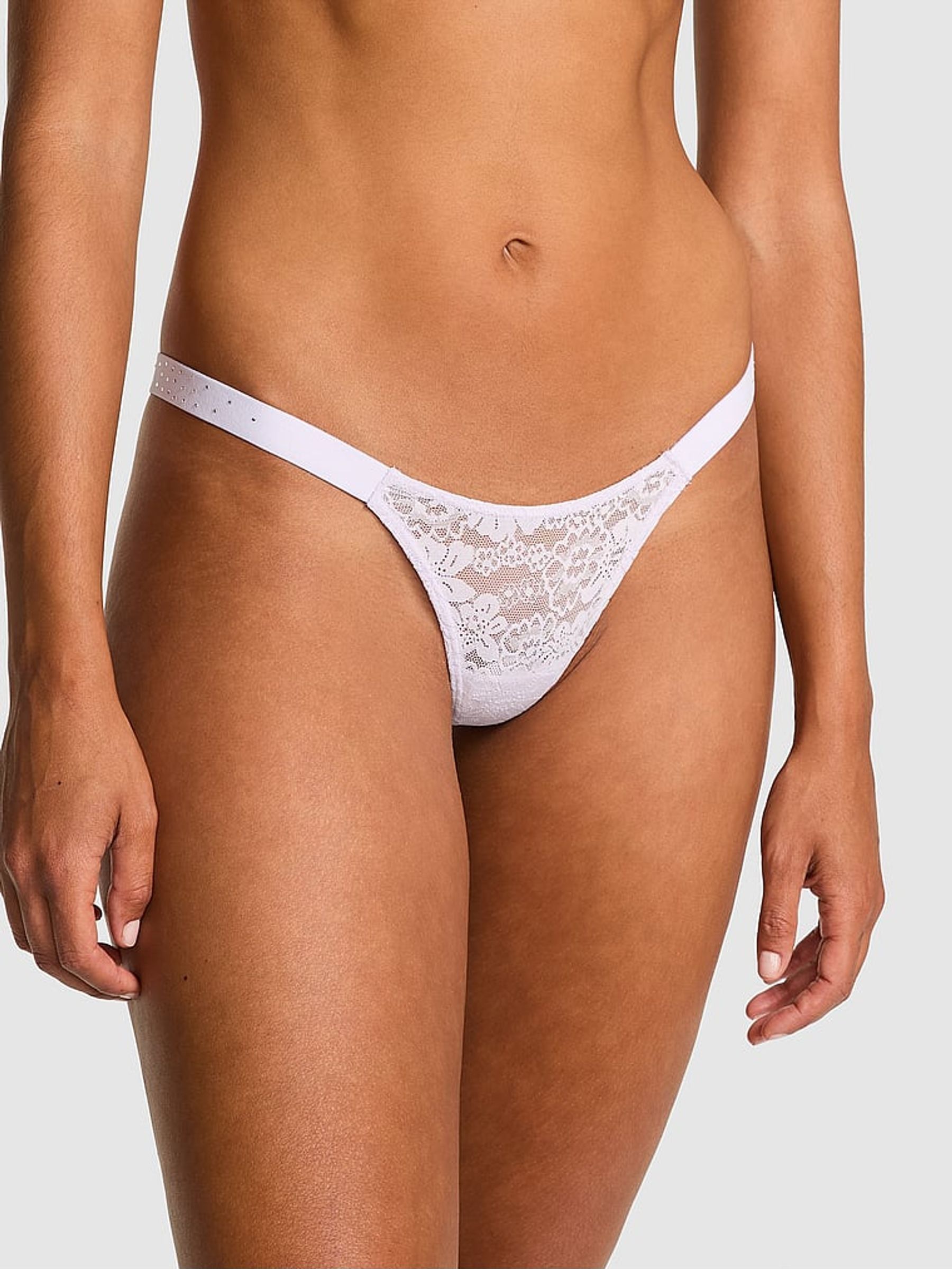 Purple Whisper Thong Lace Logo Scoop Knickers (AM6496) | €10.50