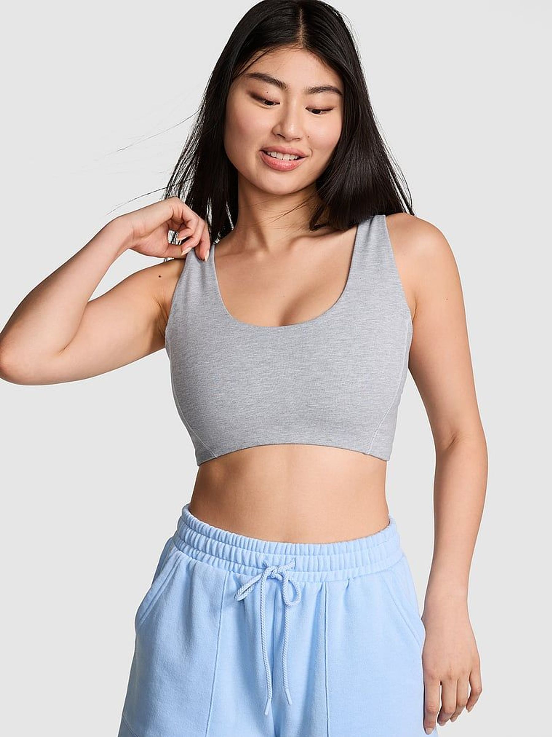 Grey Heather Cotton Scoop Sports Bra (AM6511) | €29