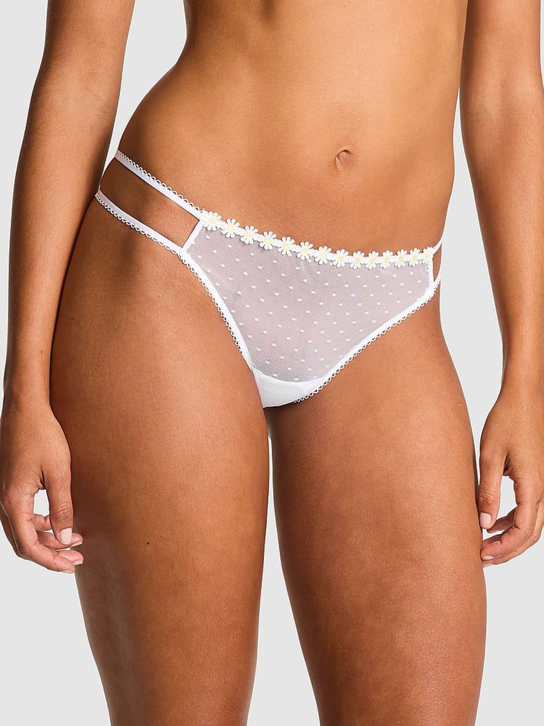 White Double Strap Thong Lace Knickers (AM6520) | €10.50