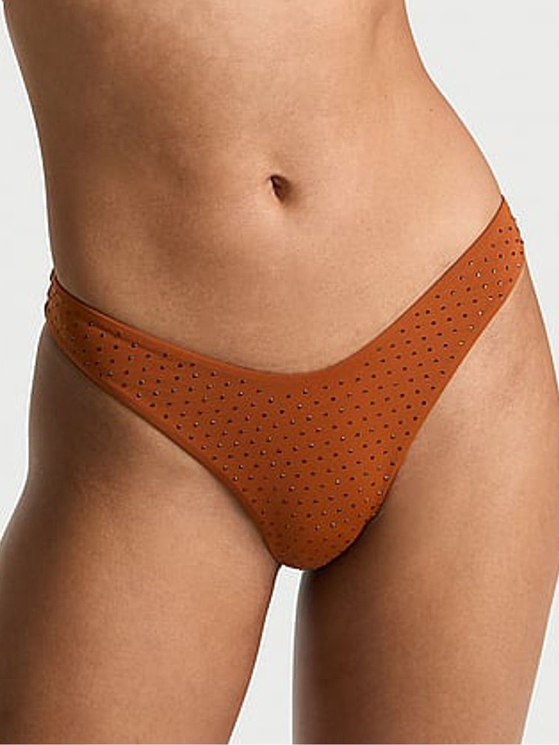 Cinnamon Brown Diamante Brazilian Bikini Bottoms (AM6534) | €50