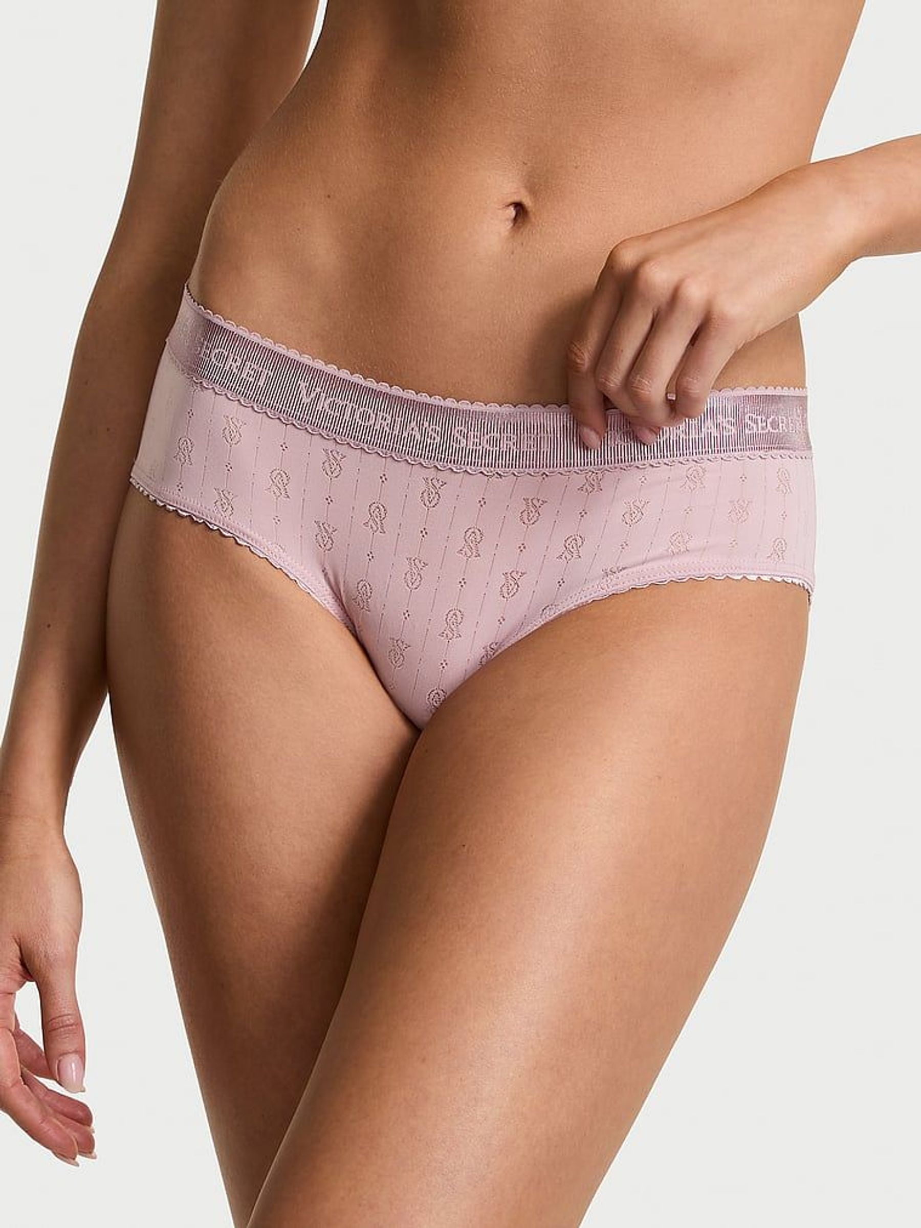 Violet Pearl Purple Hipster Logo Pointelle Knickers (AM6793) | €4