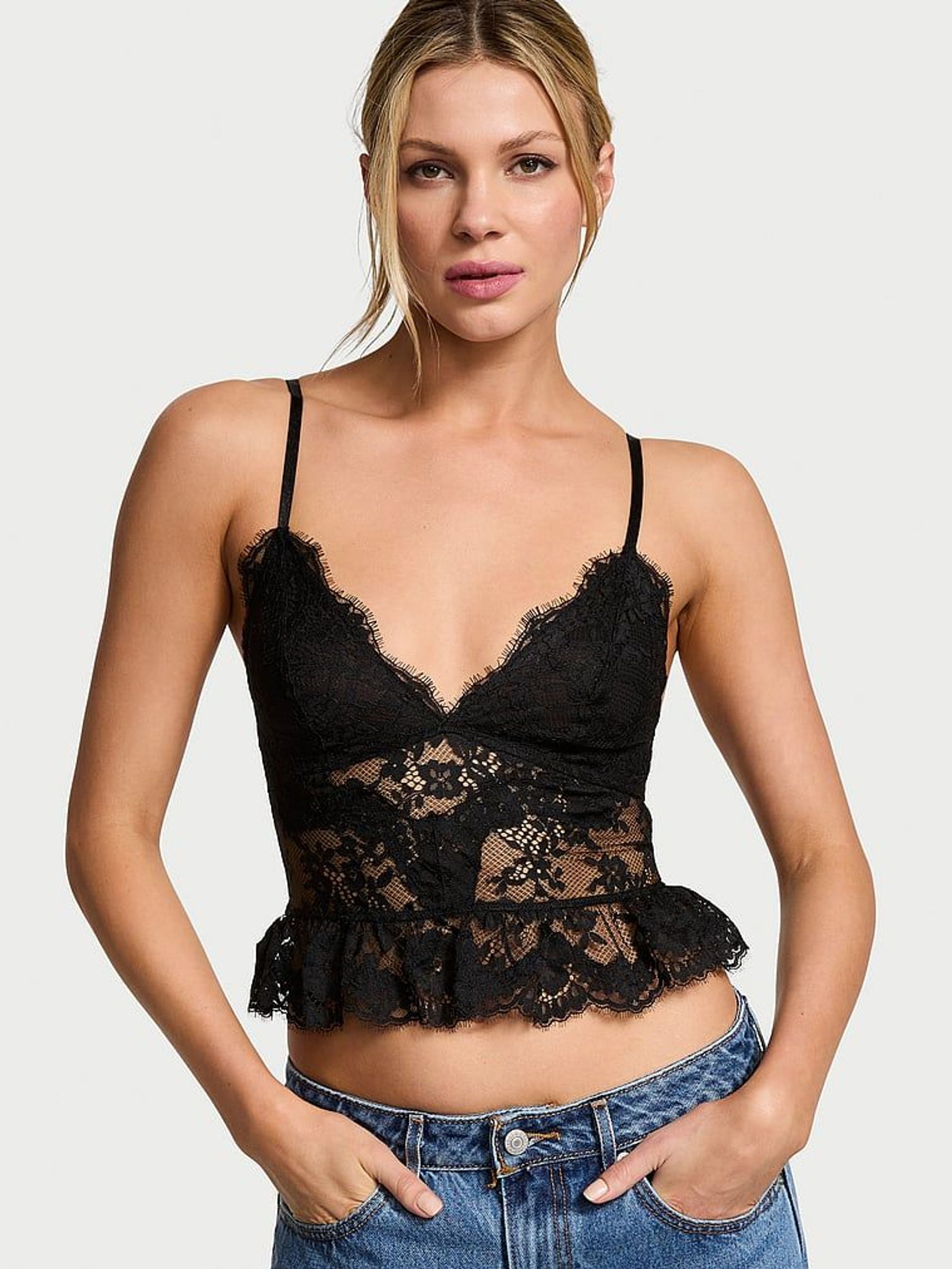 Black Peplum Lace Bra Top (AM6795) | €52