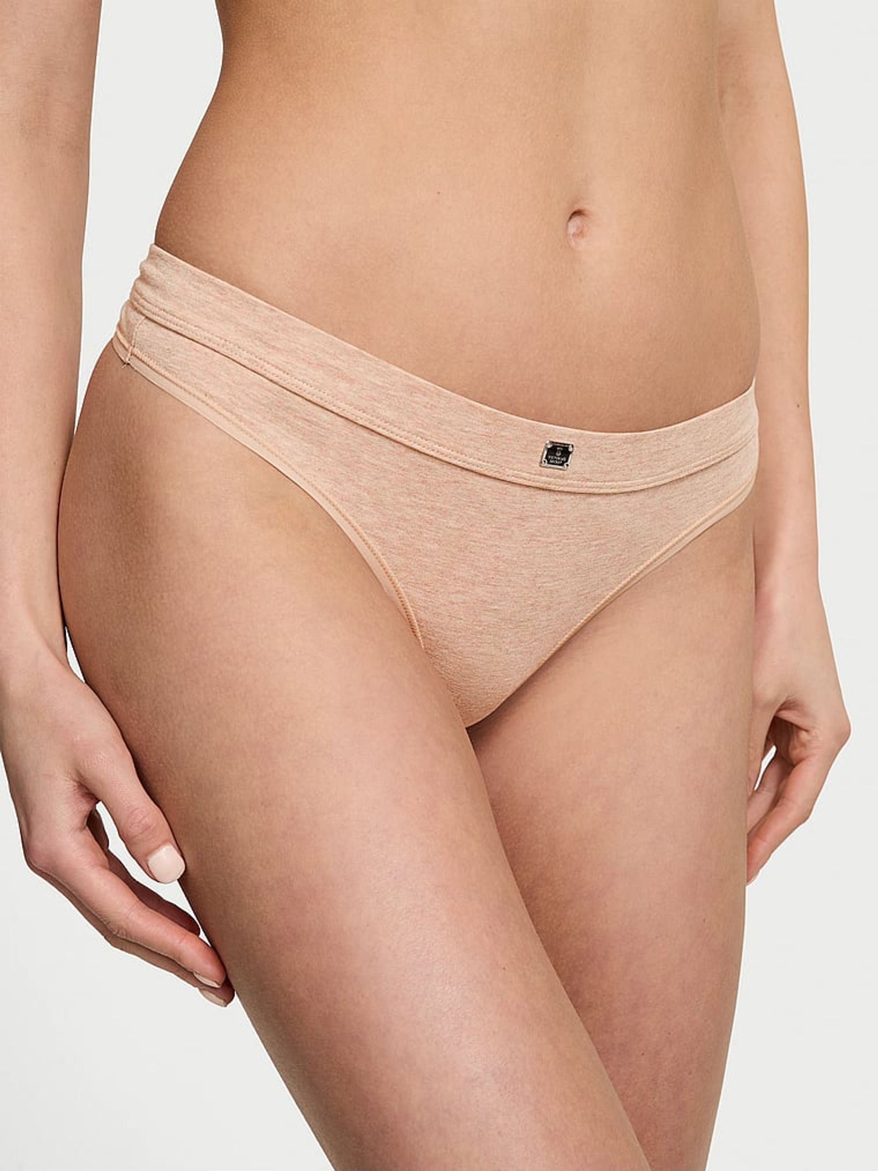 Blush Pink Heather Thong Cotton Logo Knickers (AM6821) | €10.50