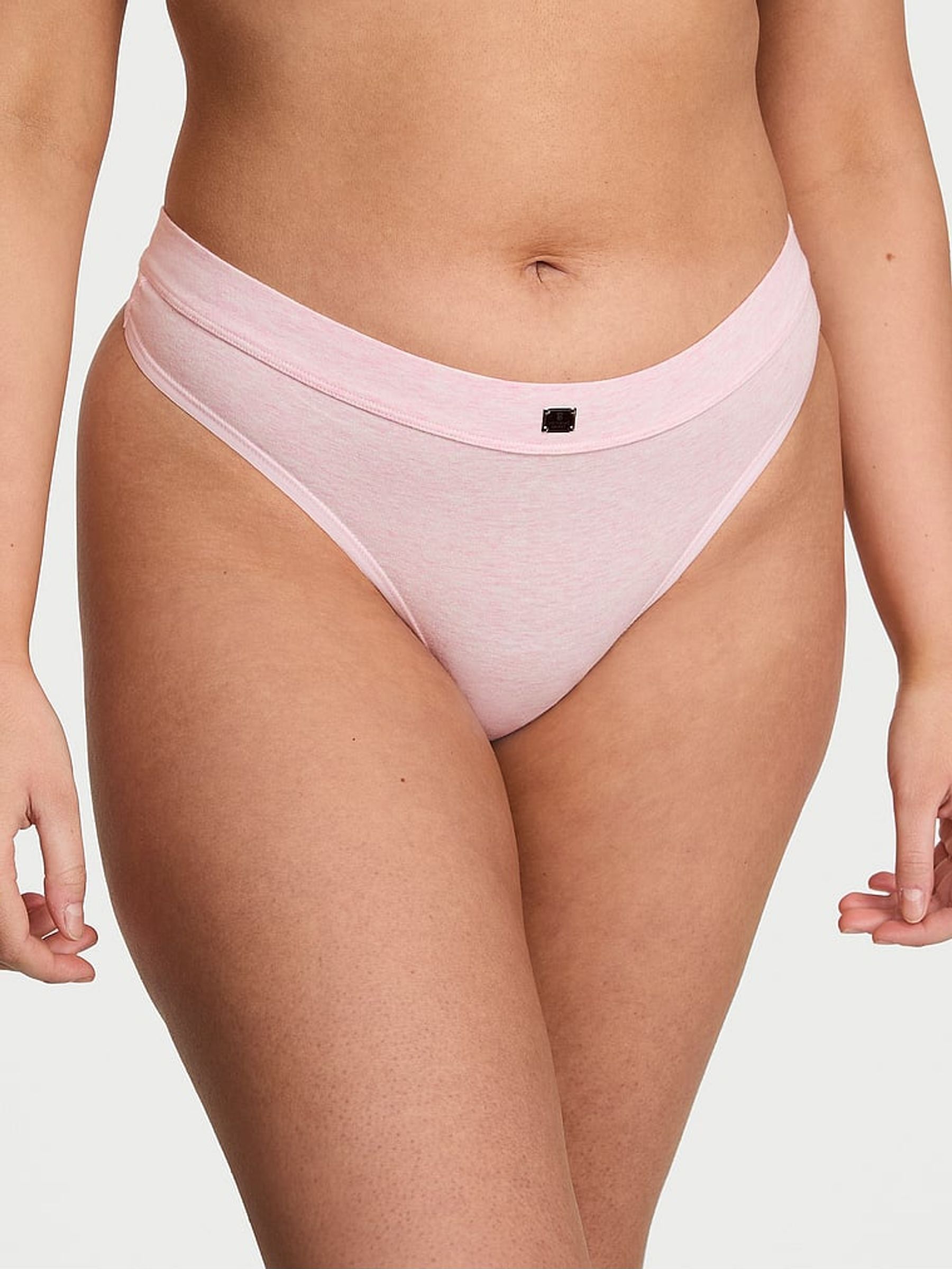 Pink Petal Heather Thong Cotton Logo Knickers (AM6833) | €10.50