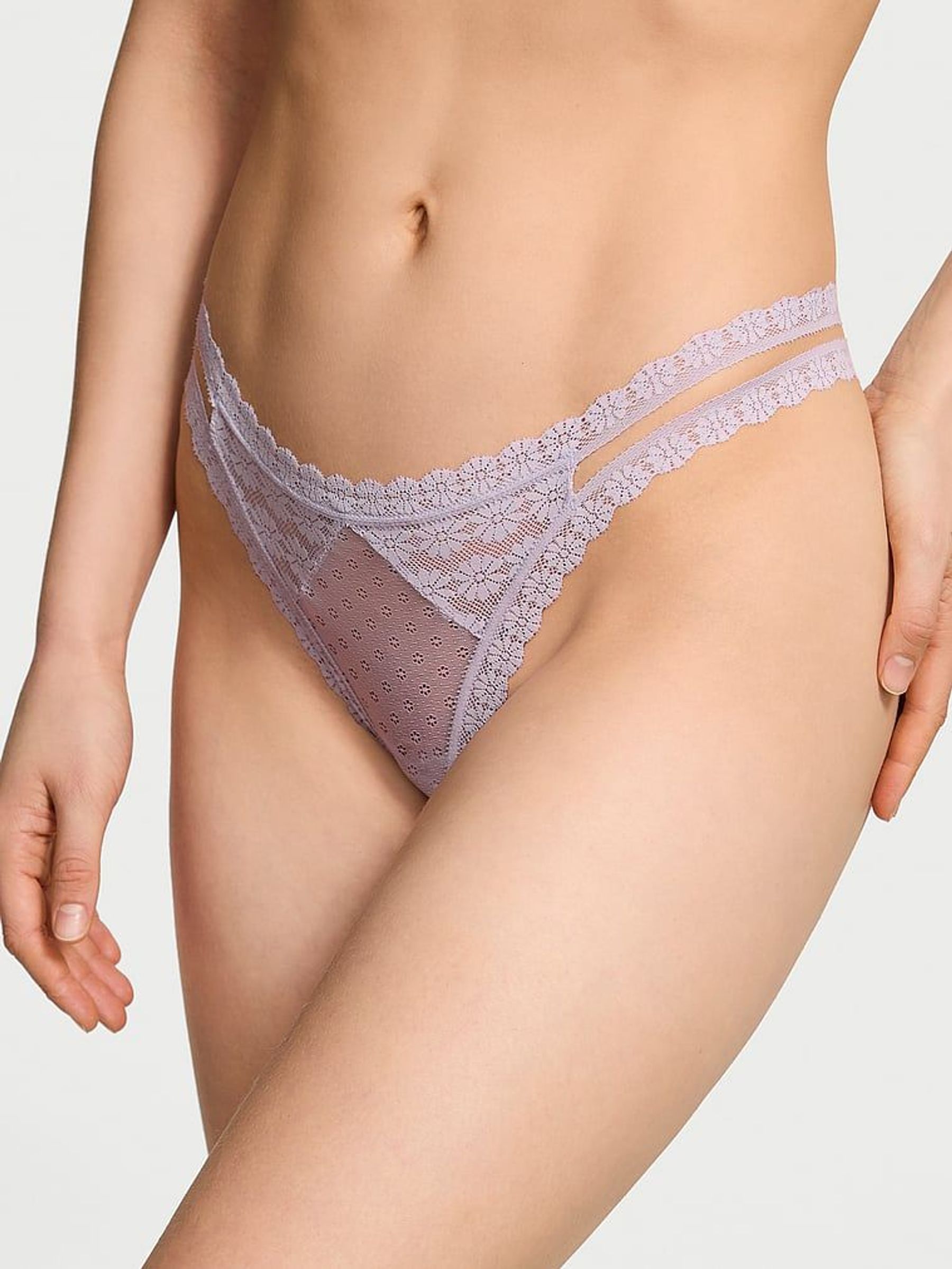 Feather Purple Double Strap Thong Knickers (AM6837) | €10.50
