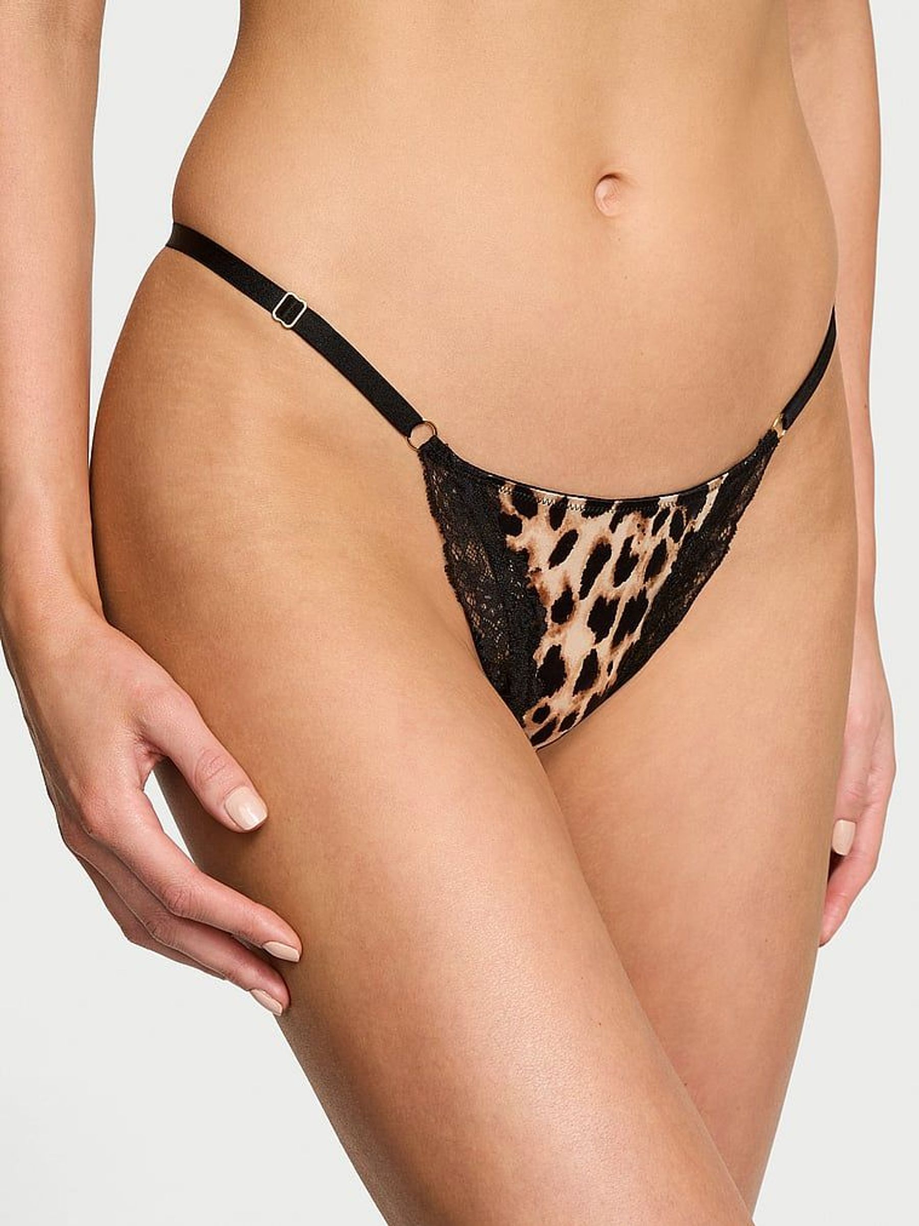 Leopard Brown G String Lace Trim Knickers (AM6844) | €20.50