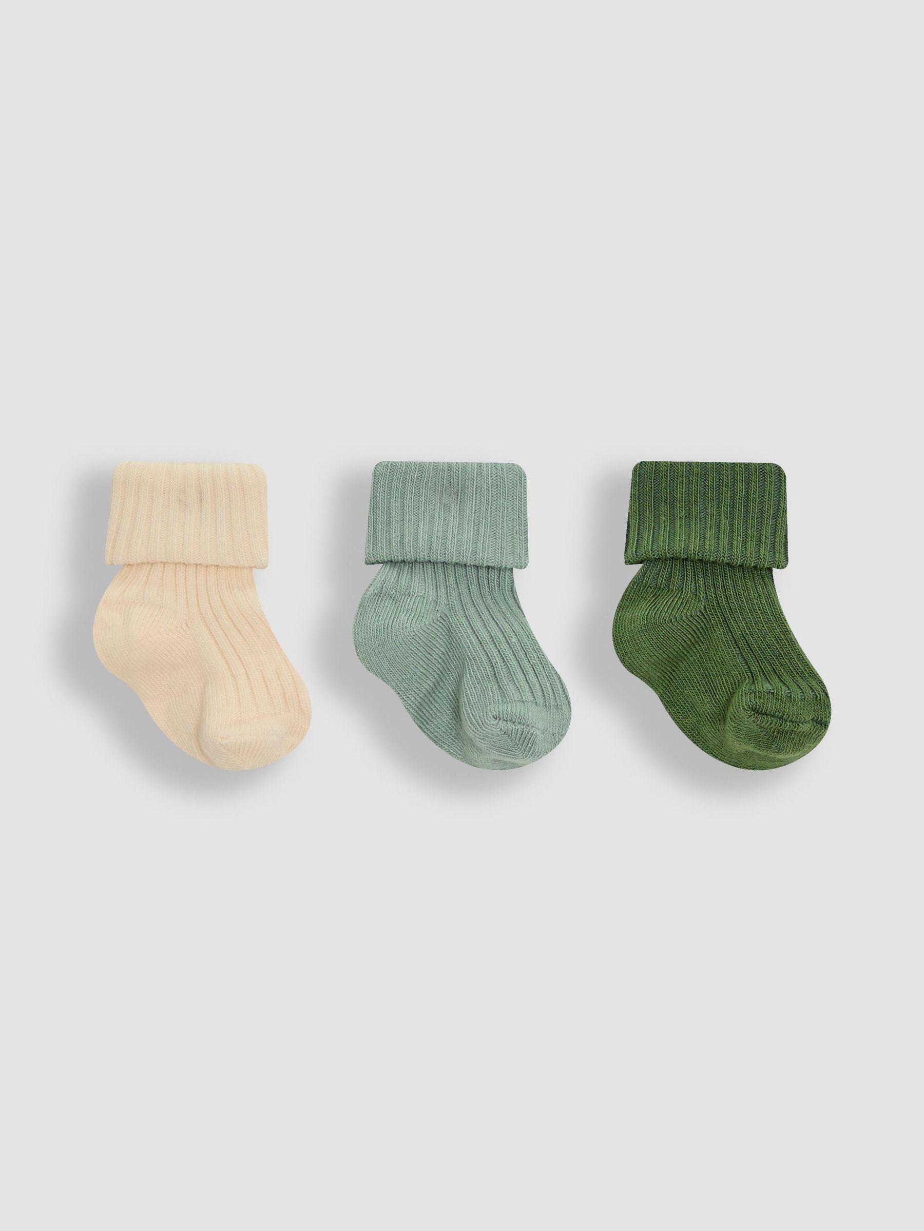 Khaki 3-Pack Ribbed Baby Socks (AM7719) | $16