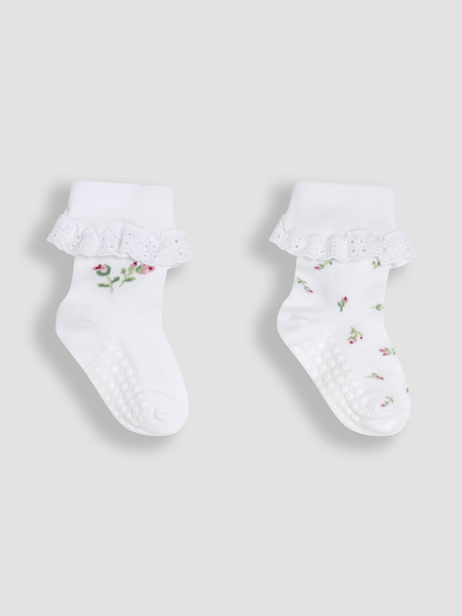 White 2-Pack Frilly Rose Socks (AM7720) | $16