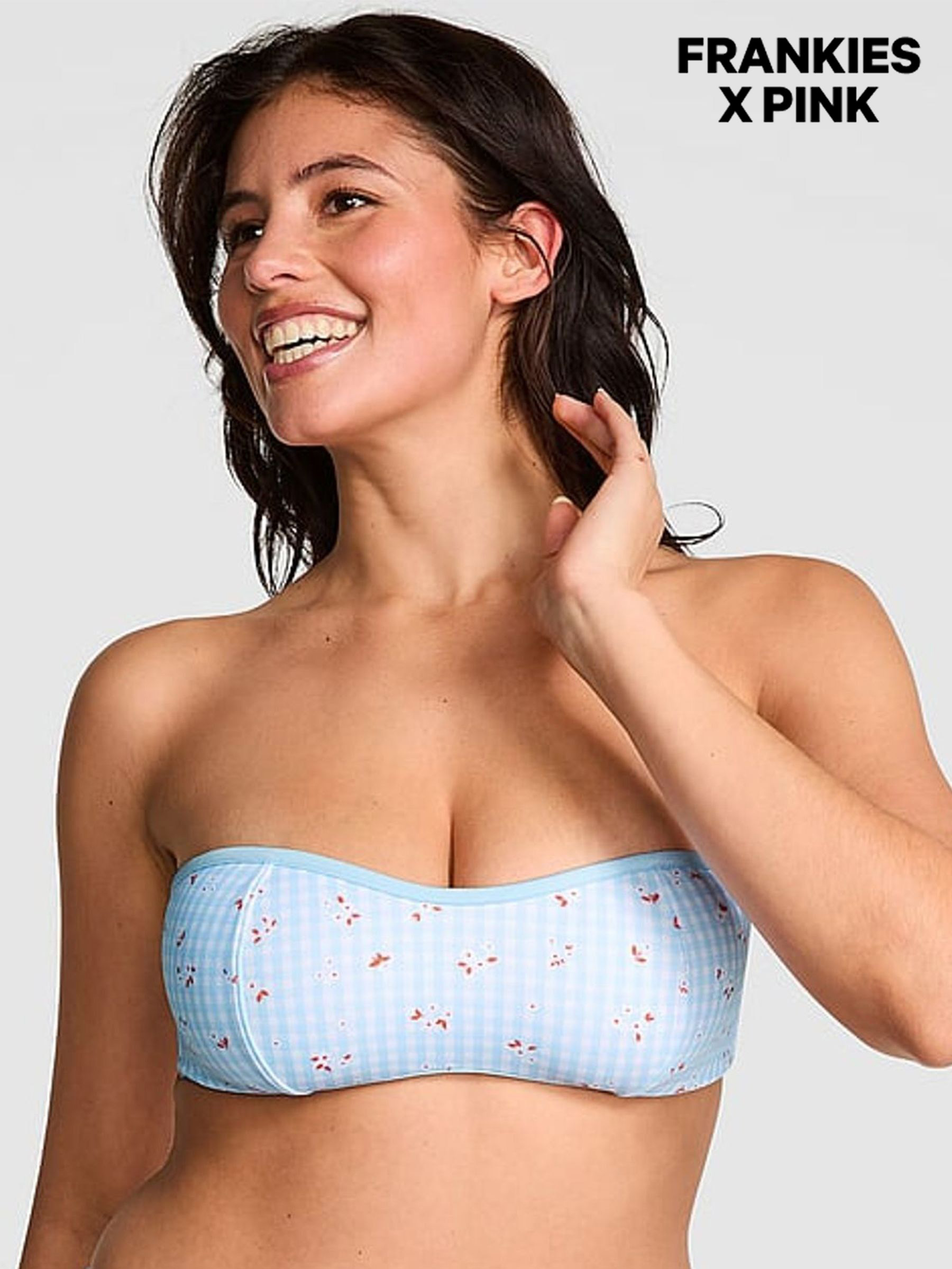 Spring Picnic Blue Monty Bandeau Bikini Top (AM7901) | €39