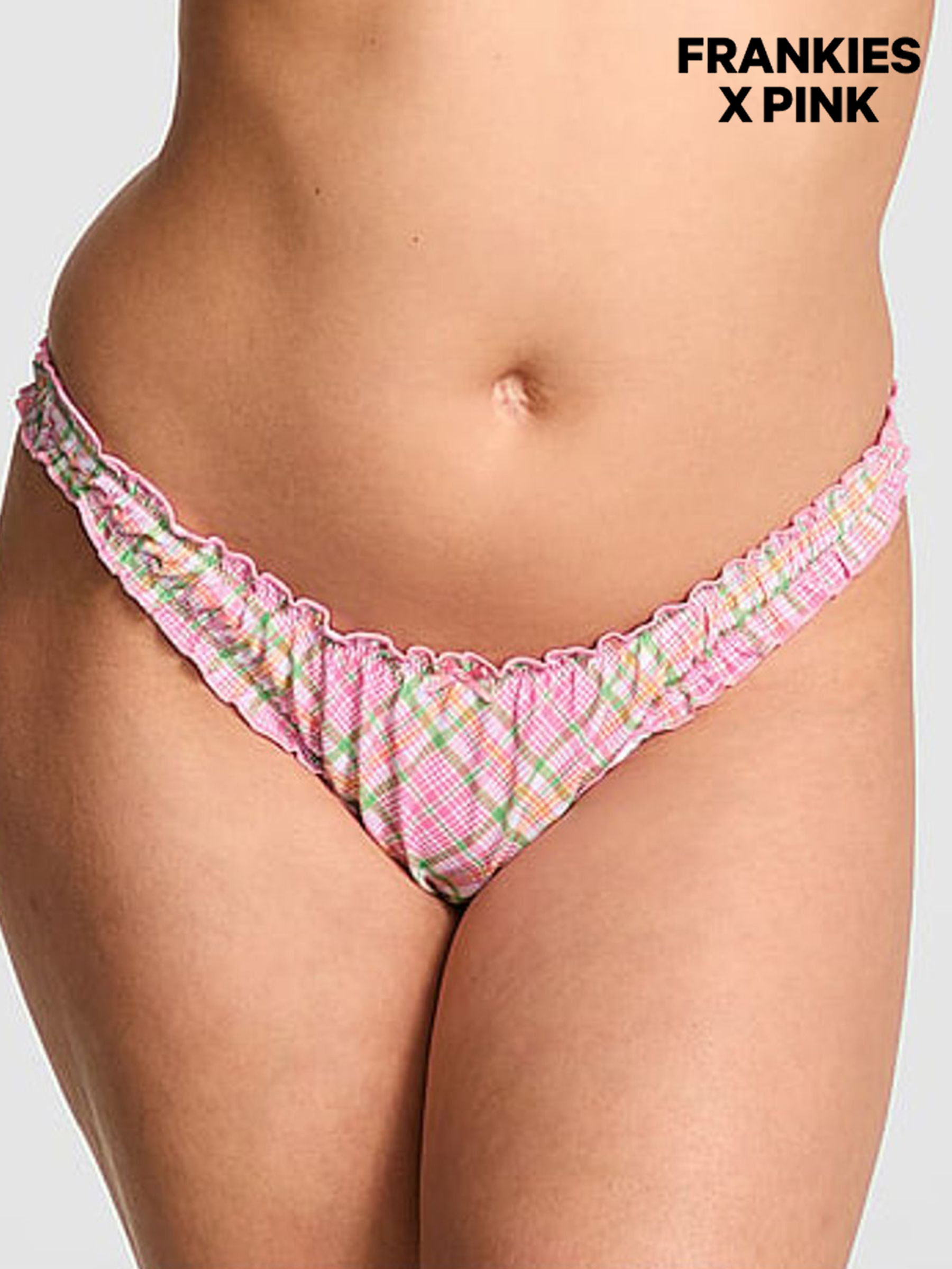 Strawberry Plaid Pink Hudson Cheeky Bikini Bottoms (AM7902) | €39
