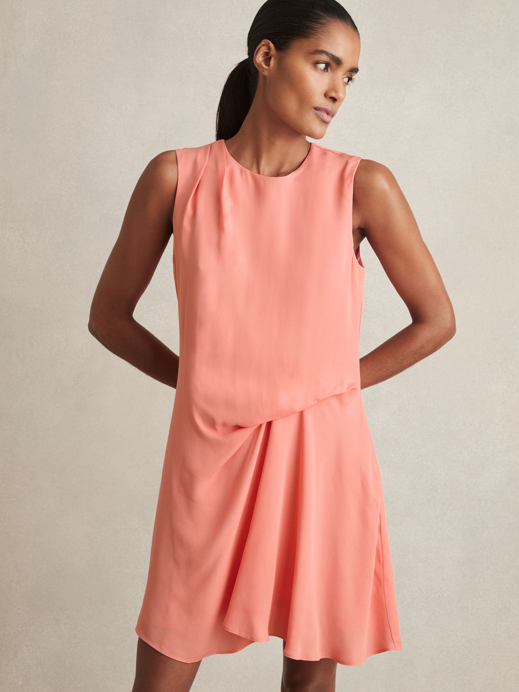 Draped Tuck Mini Dress in Coral (AM9055) | €195