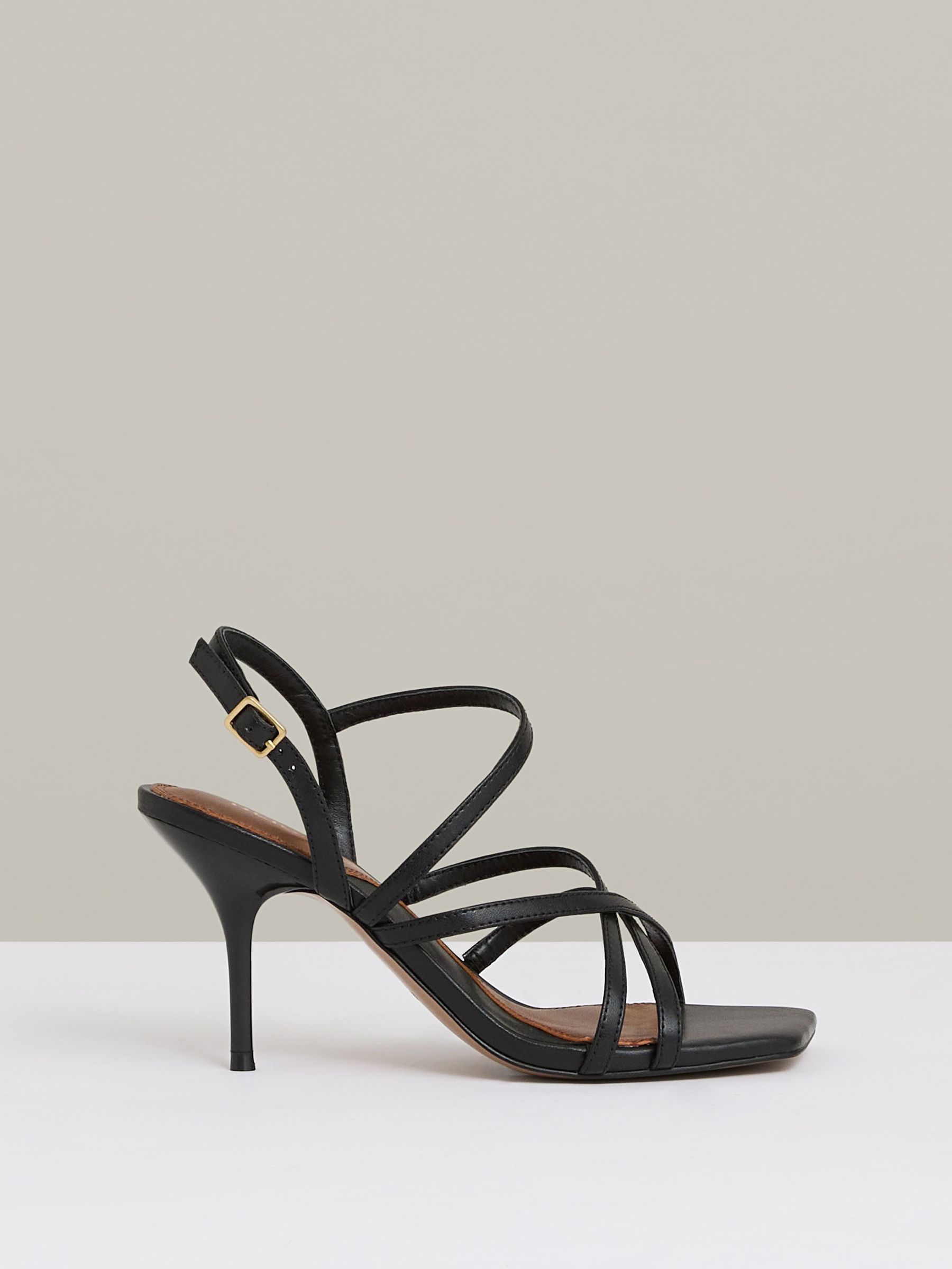 Leather Strappy Stiletto Sandals in Black (AM9067) | €245
