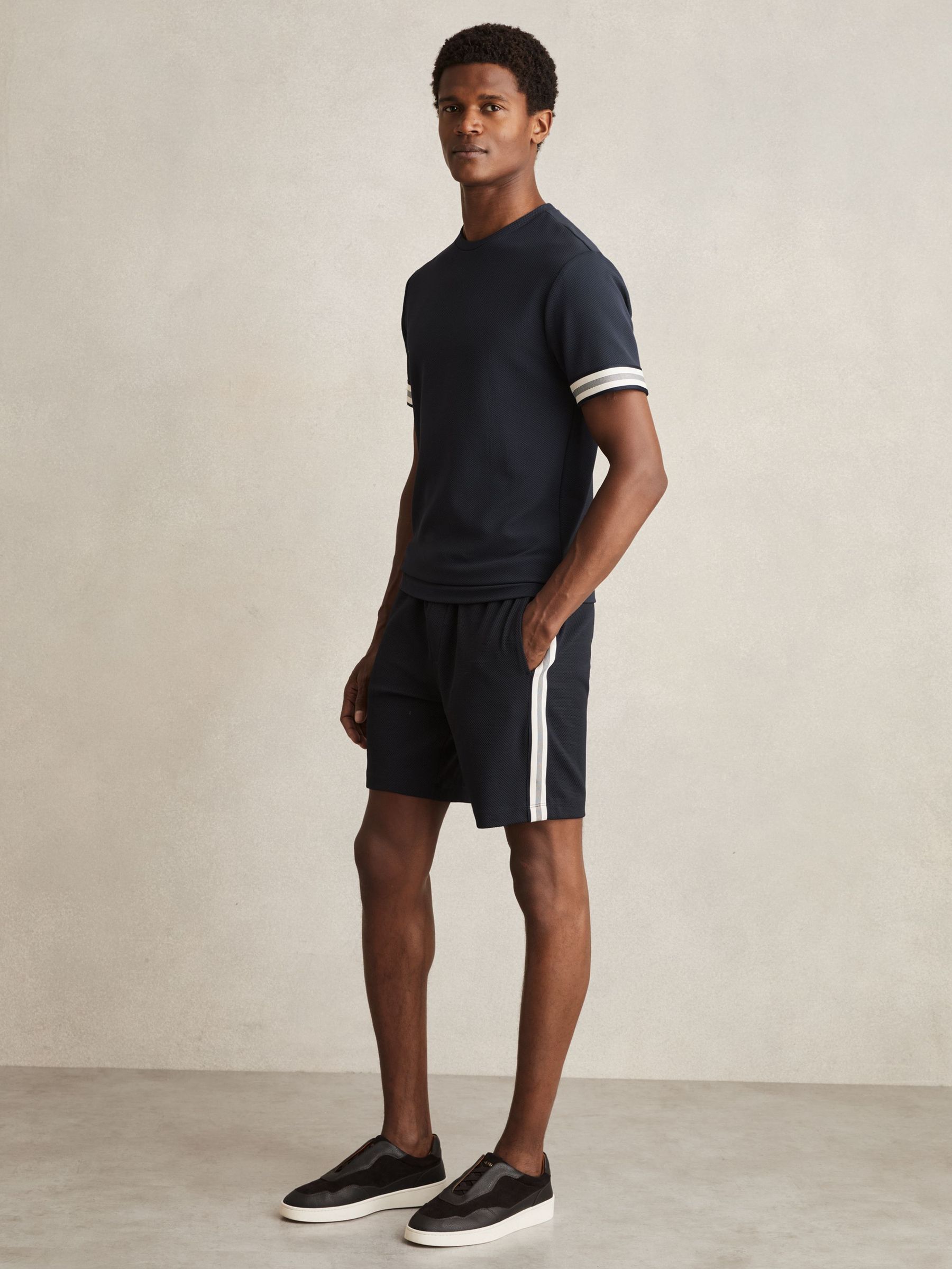 Textured Tape Drawstring Shorts in Navy (AM9722) | €95
