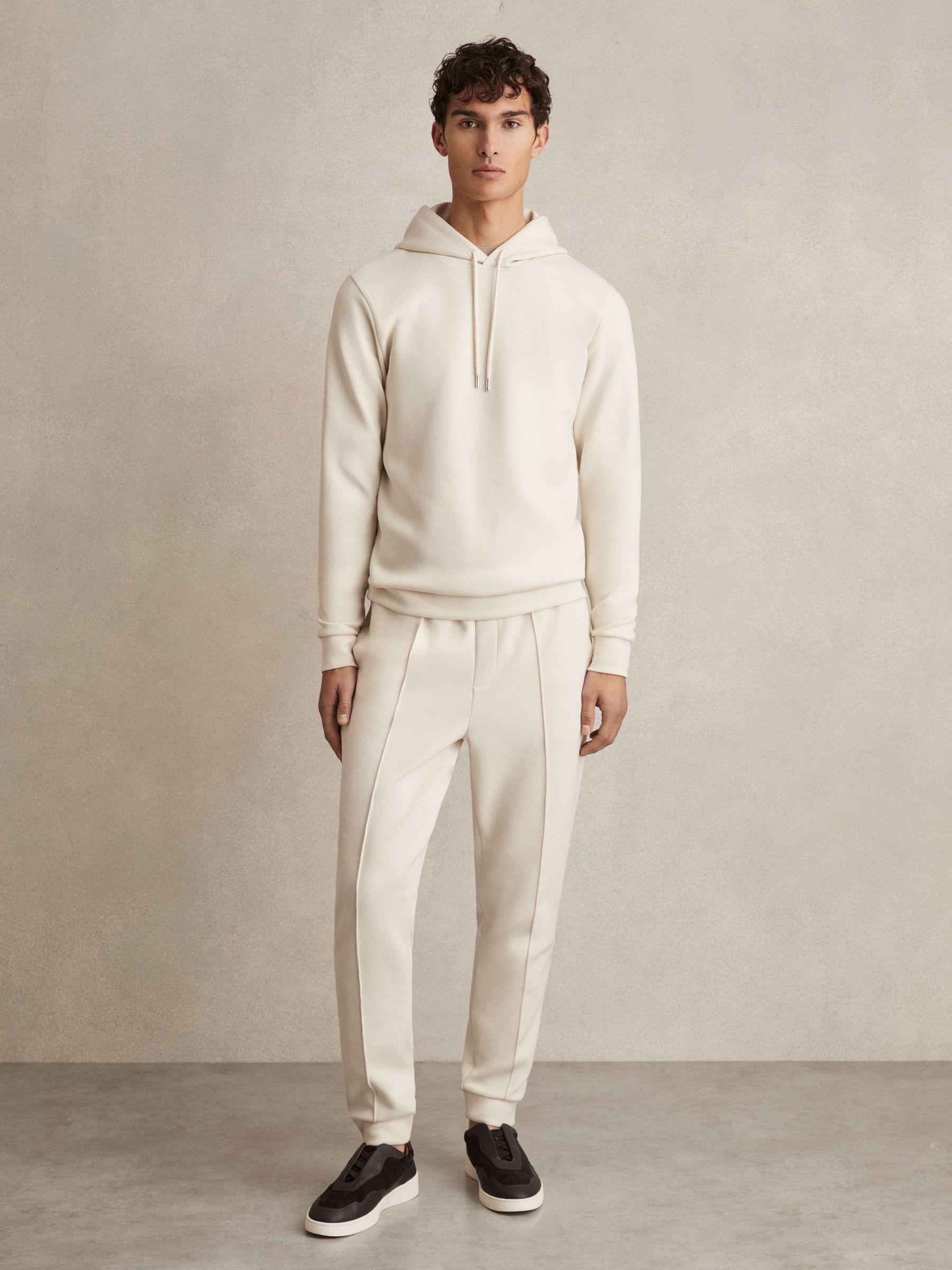 Interlock Jersey Drawstring Hoodie in Off White (AM9723) | €170