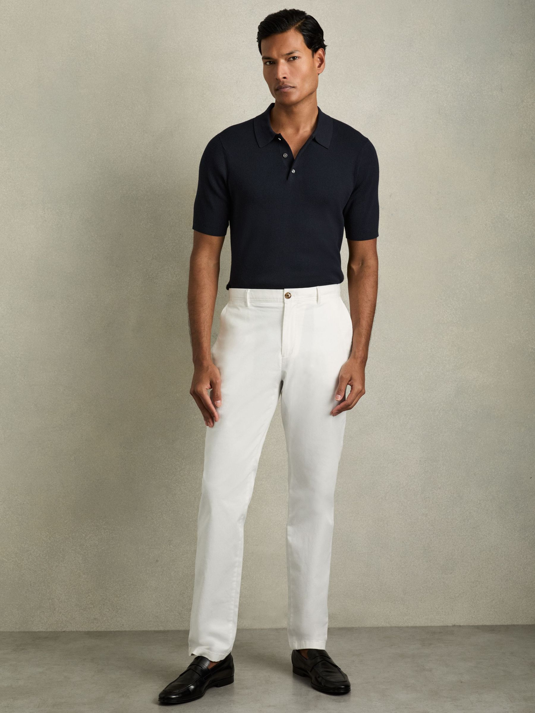 Fine-Rib Short-Sleeve Polo Shirt in Navy (AN1736) | €130