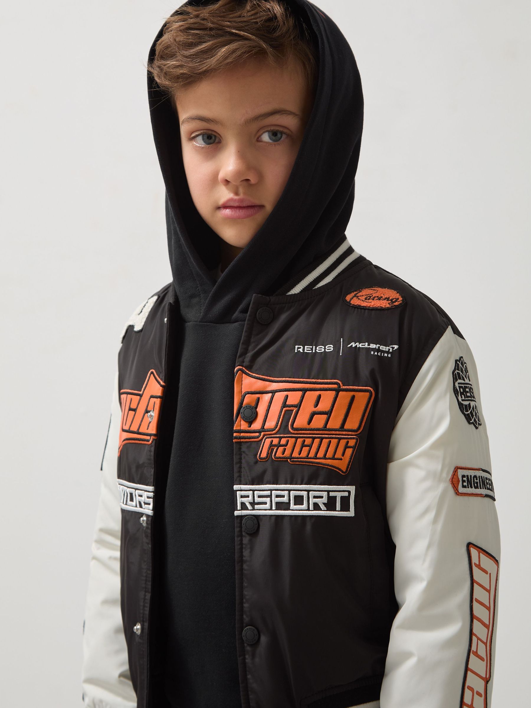 9-13 yrs McLaren F1 Team Bomber Jacket Unisex Fit in Black/Off White (AN1742) | €130