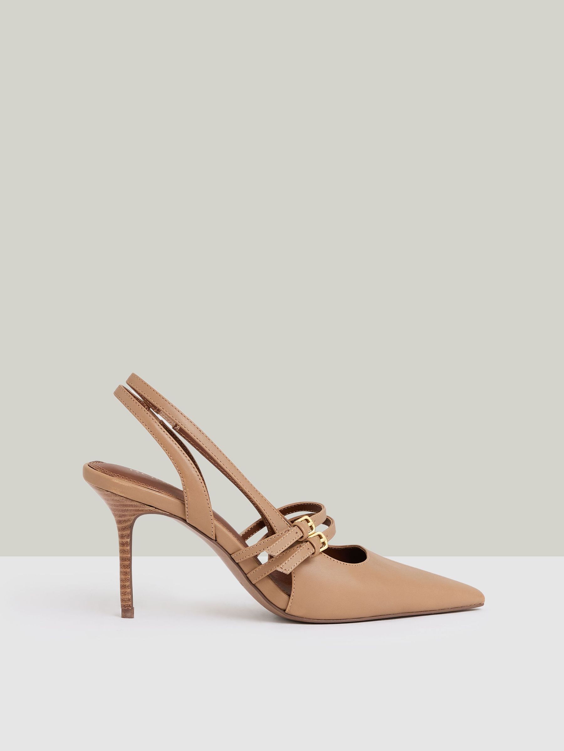 Leather Buckle-Strap Court Shoes in Neutral (AN2416) | €245